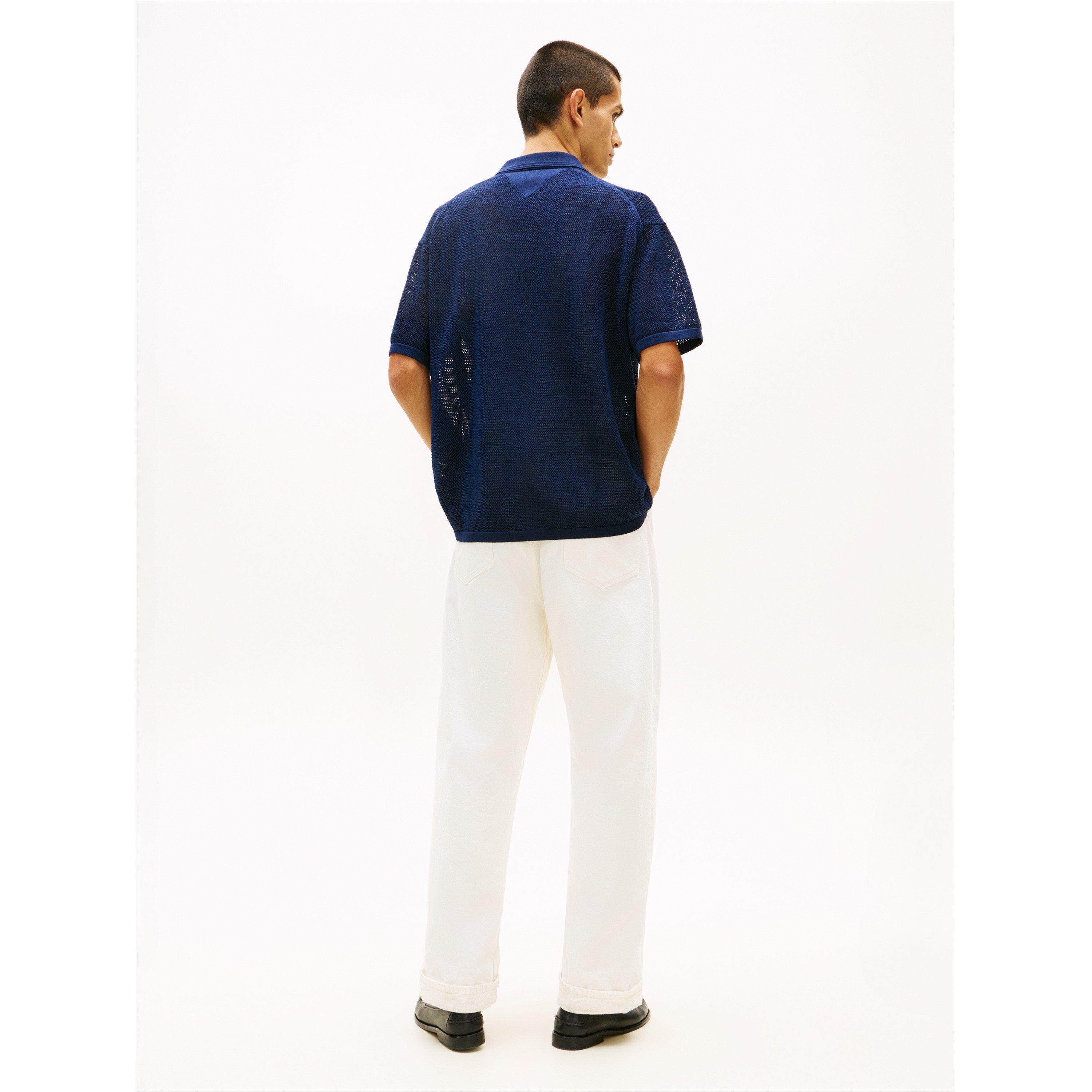 Navy Iris - Tommy Hilfiger - Tommy DC SSKnit Shrt Sn62 - 5