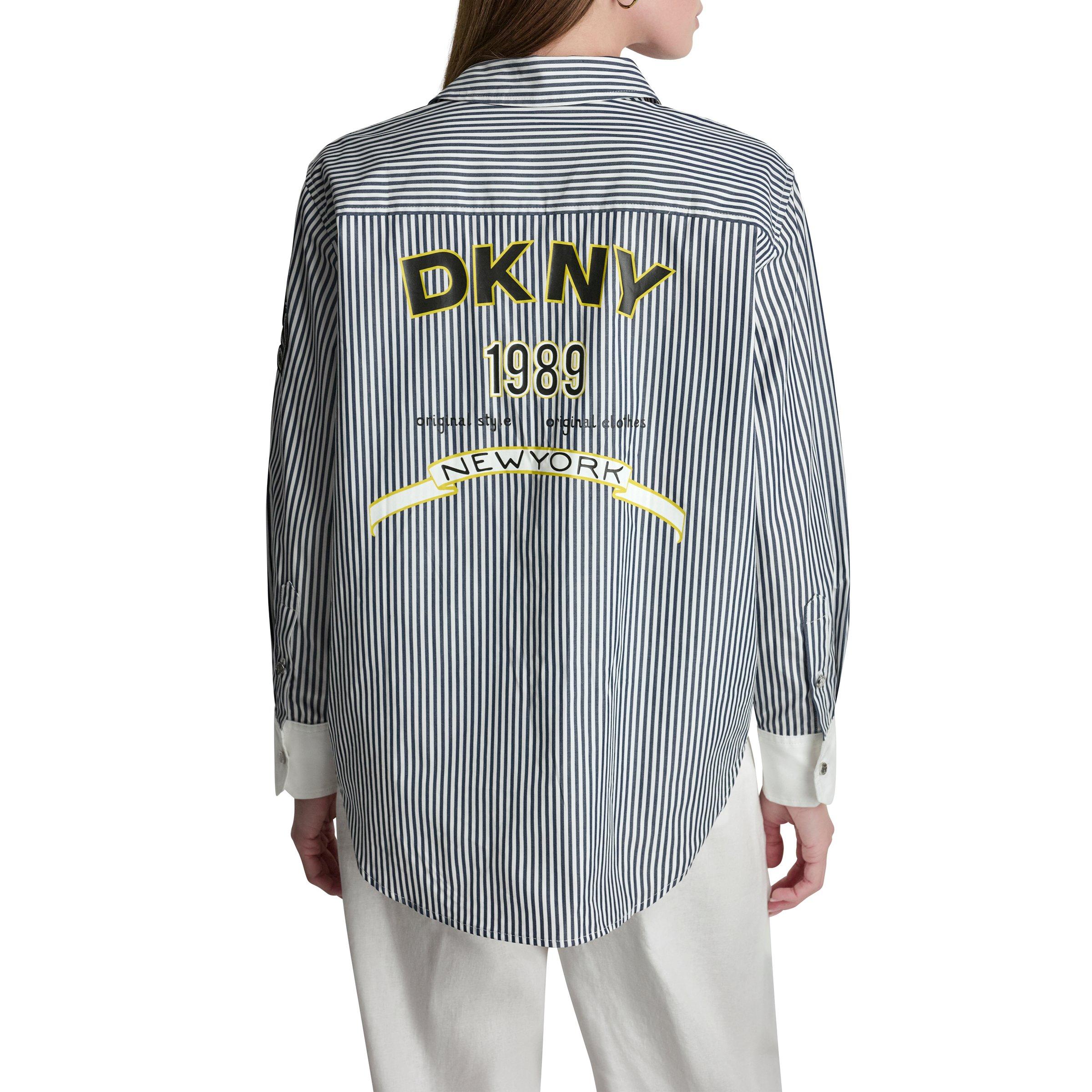Navy/White - DKNY - DKNY Pinstripe Shirt Ld62 - 2