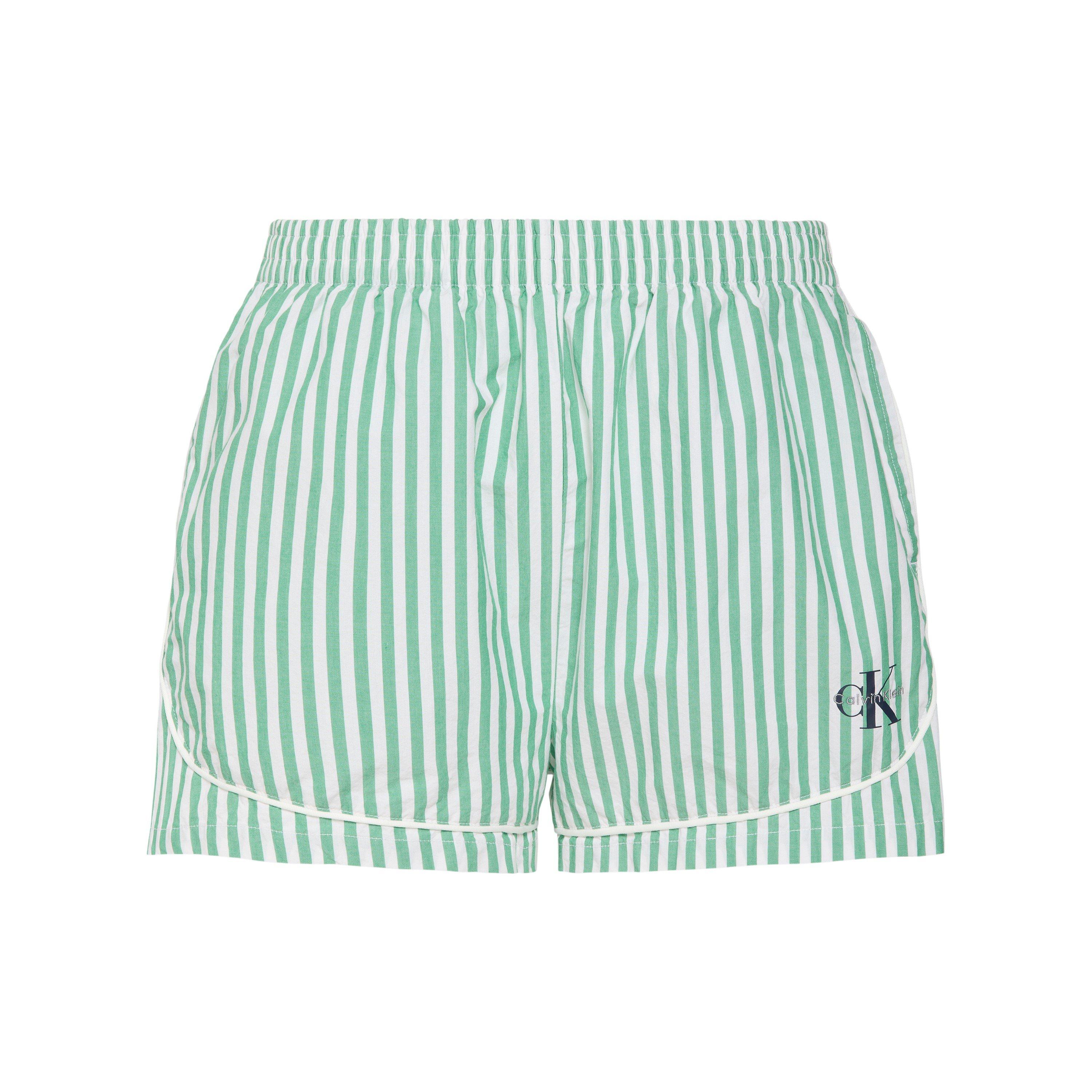 Calvin Klein Women's Pyjama Shorts - Green Stripe - 12 (M)