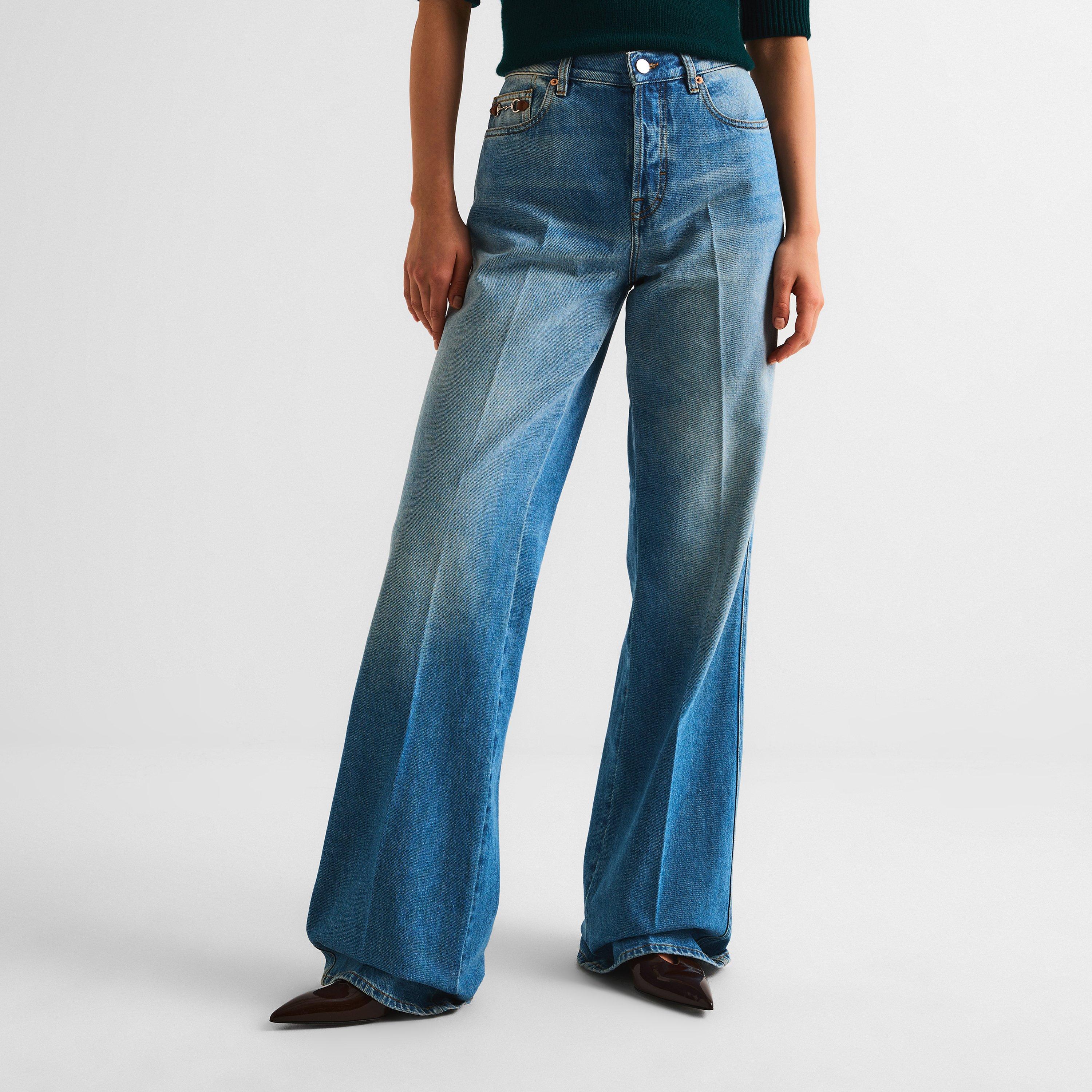Blue - Gucci - Women's Boyfriend Wide Leg Jeans - 3