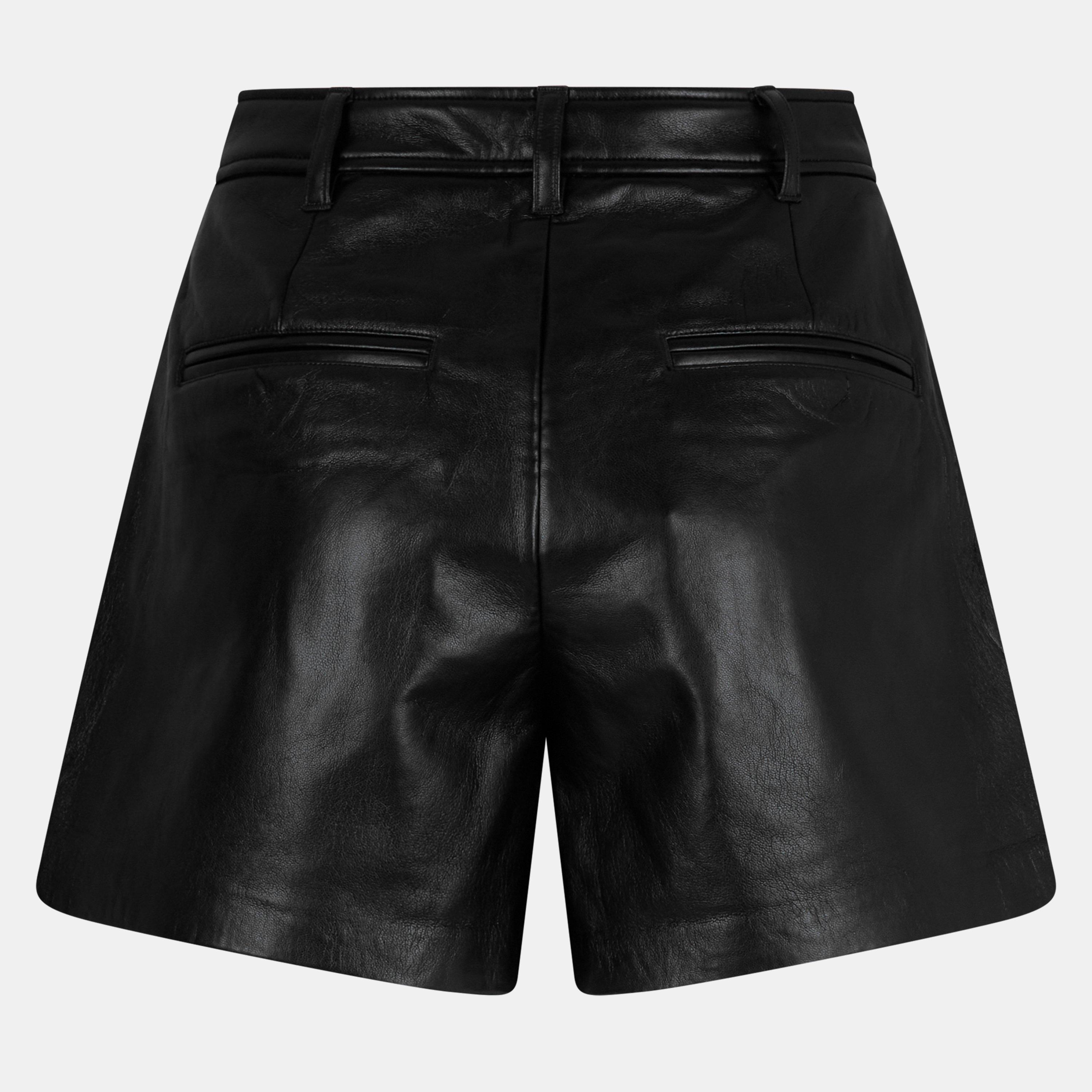 Black - Anine Bing - Womens Trent Leather Shorts - 2