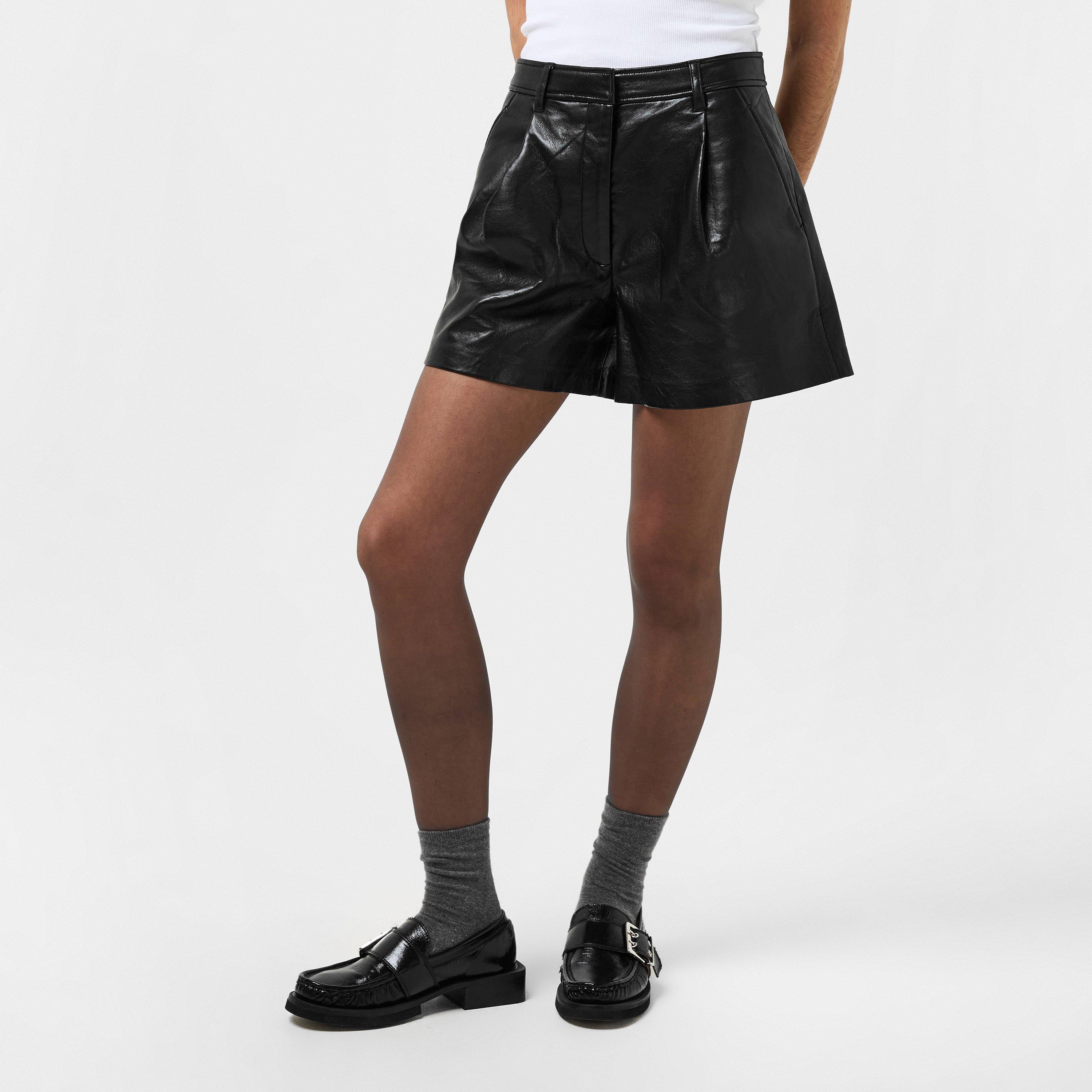 Black - Anine Bing - Womens Trent Leather Shorts - 3