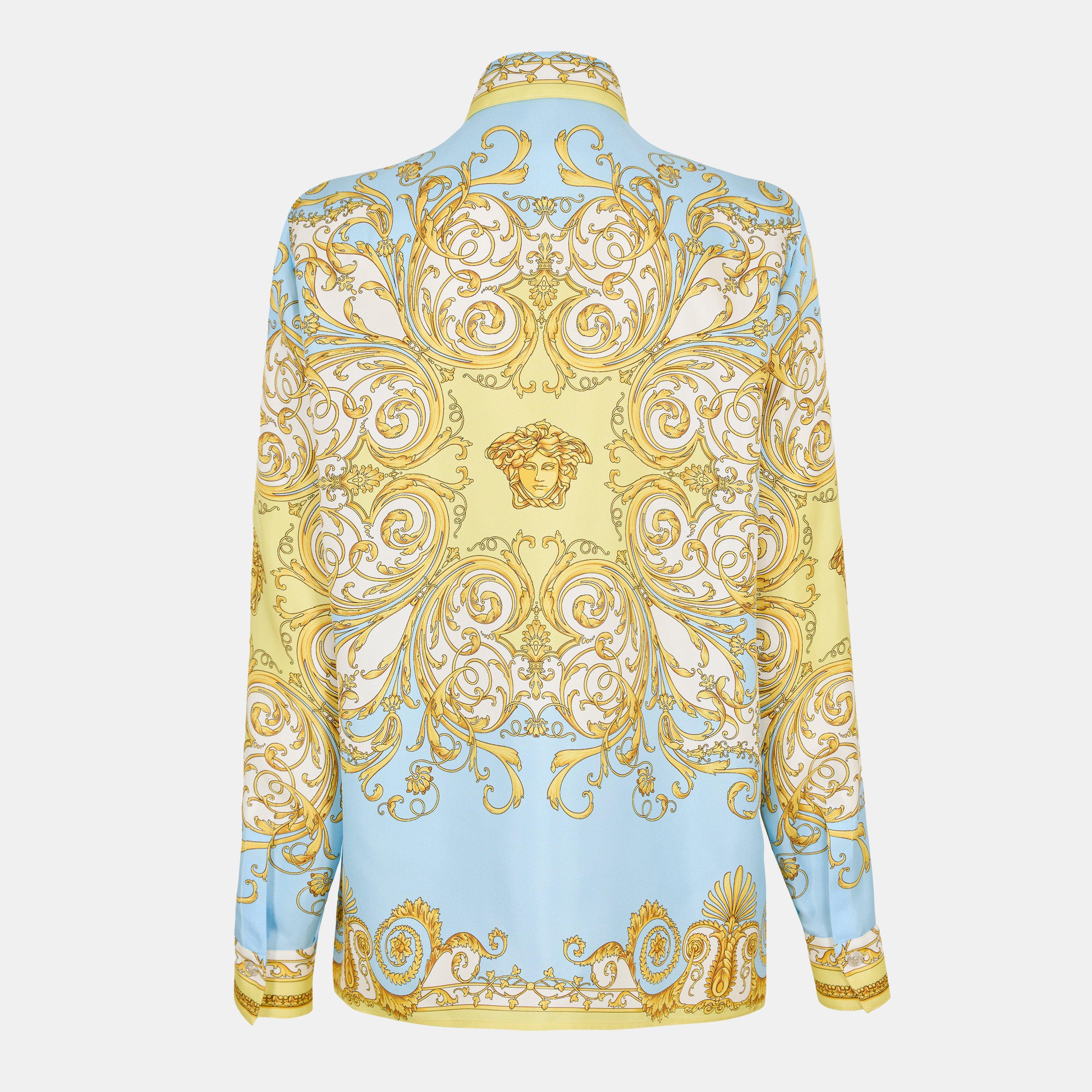 Yellow Blue - Versace - Women's Barocco Long Sleeve Patterned Shirt - 2