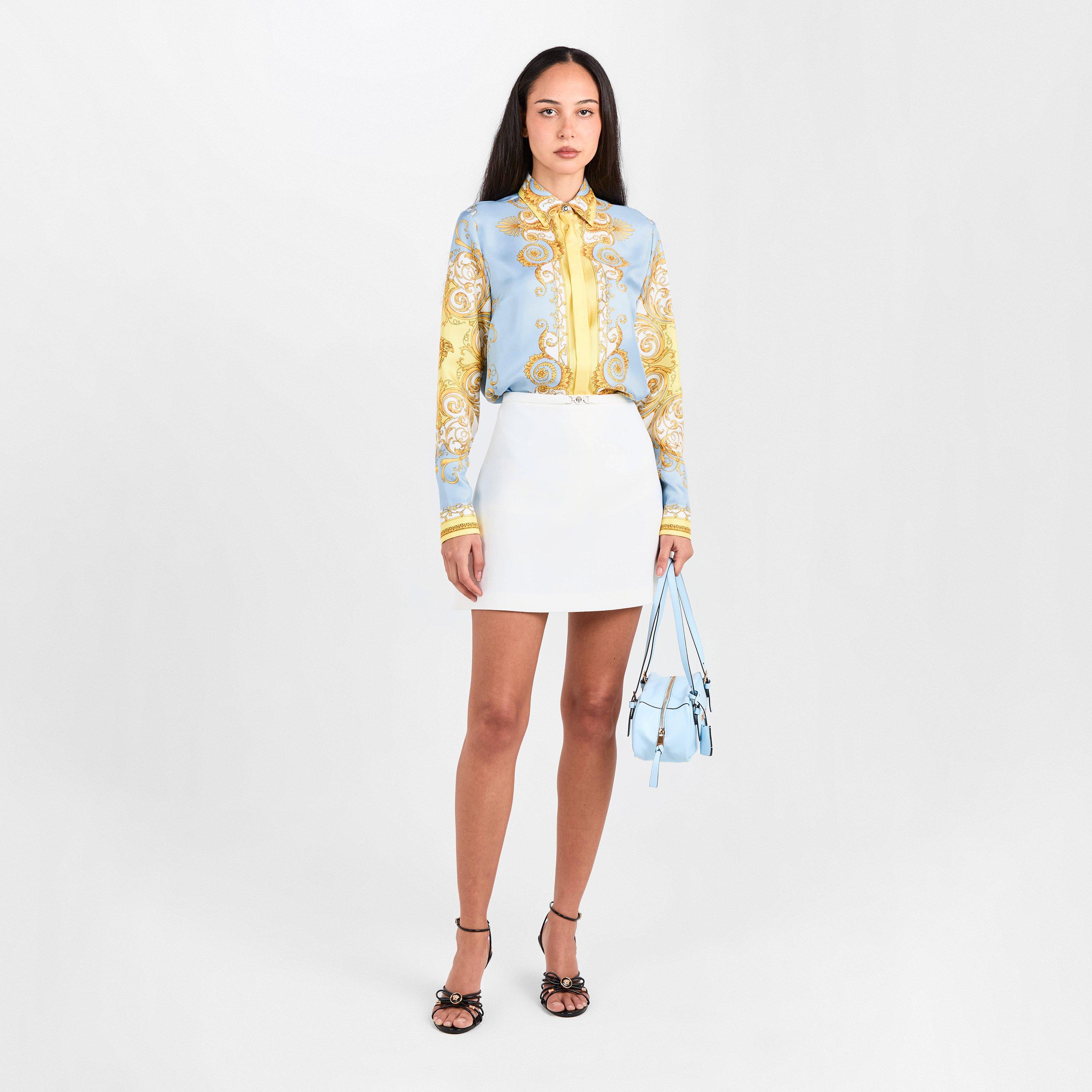 Yellow Blue - Versace - Women's Barocco Long Sleeve Patterned Shirt - 6