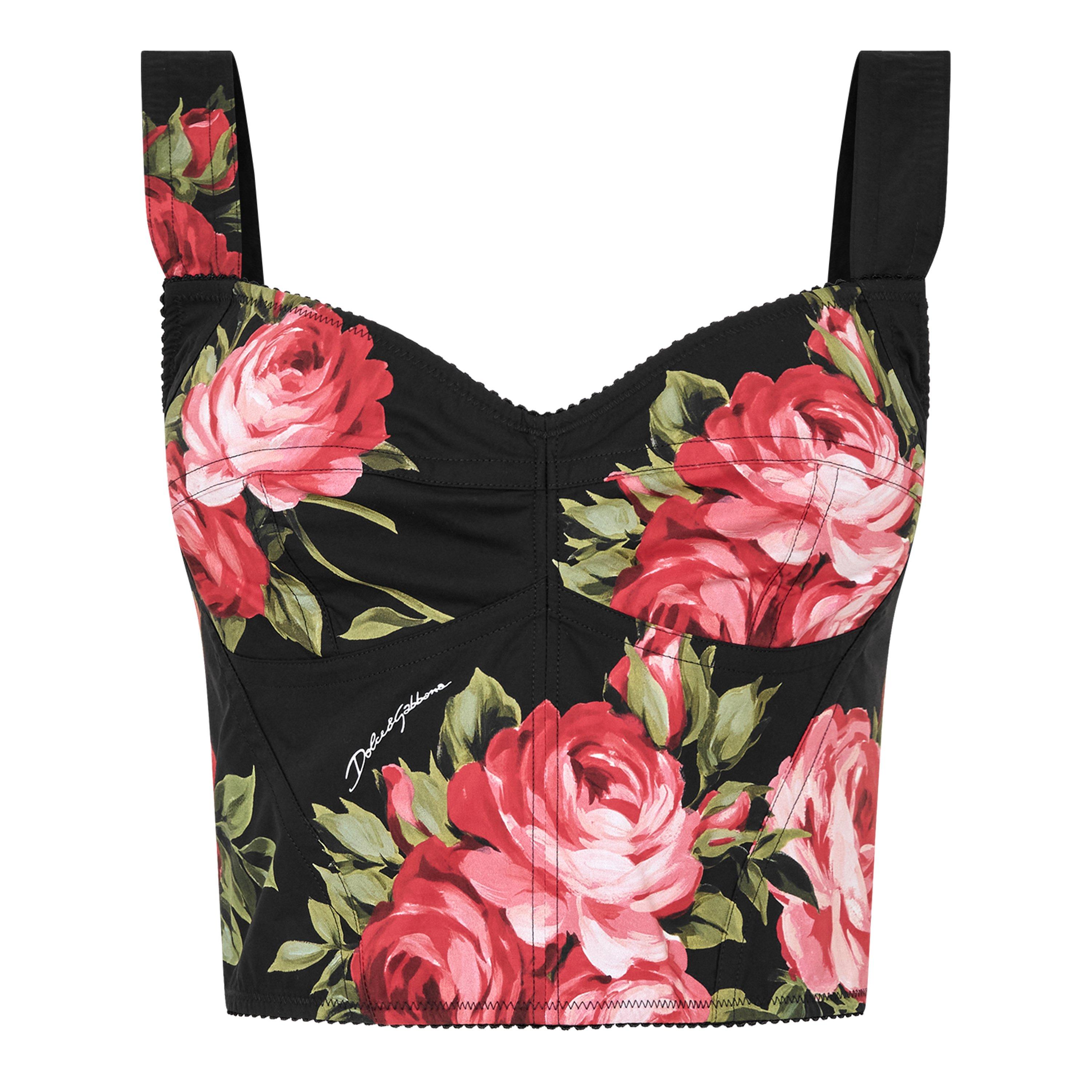 Dolce and Gabbana DG Floral Cami Top Ld61 - Rose Nero - Size 12 (M)