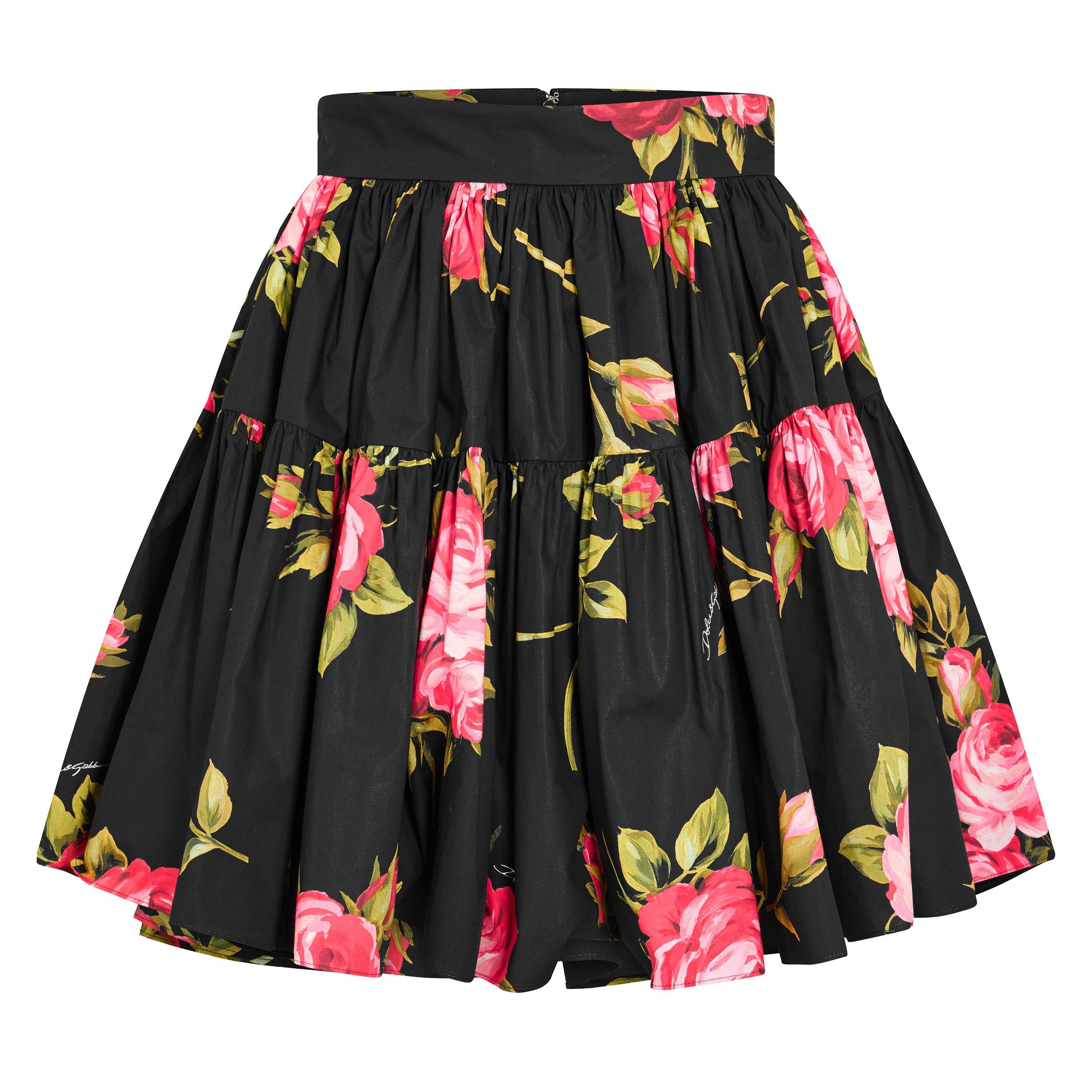 Dolce and Gabbana Women's Floral Midi Skirt - Rose Nero - Size 10 (S)