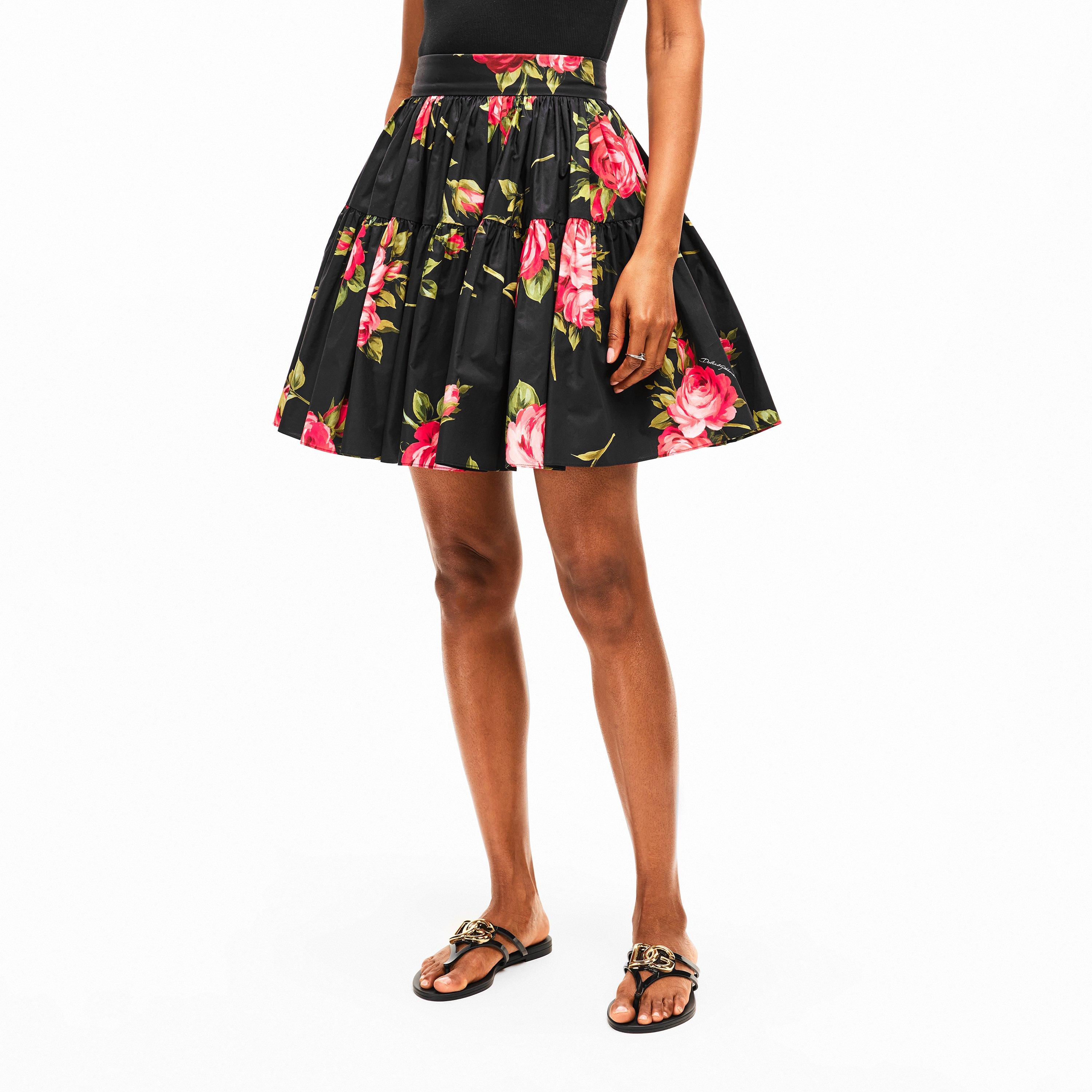 Rose Nero - Dolce and Gabbana - Women's Floral Midi Skirt - 3