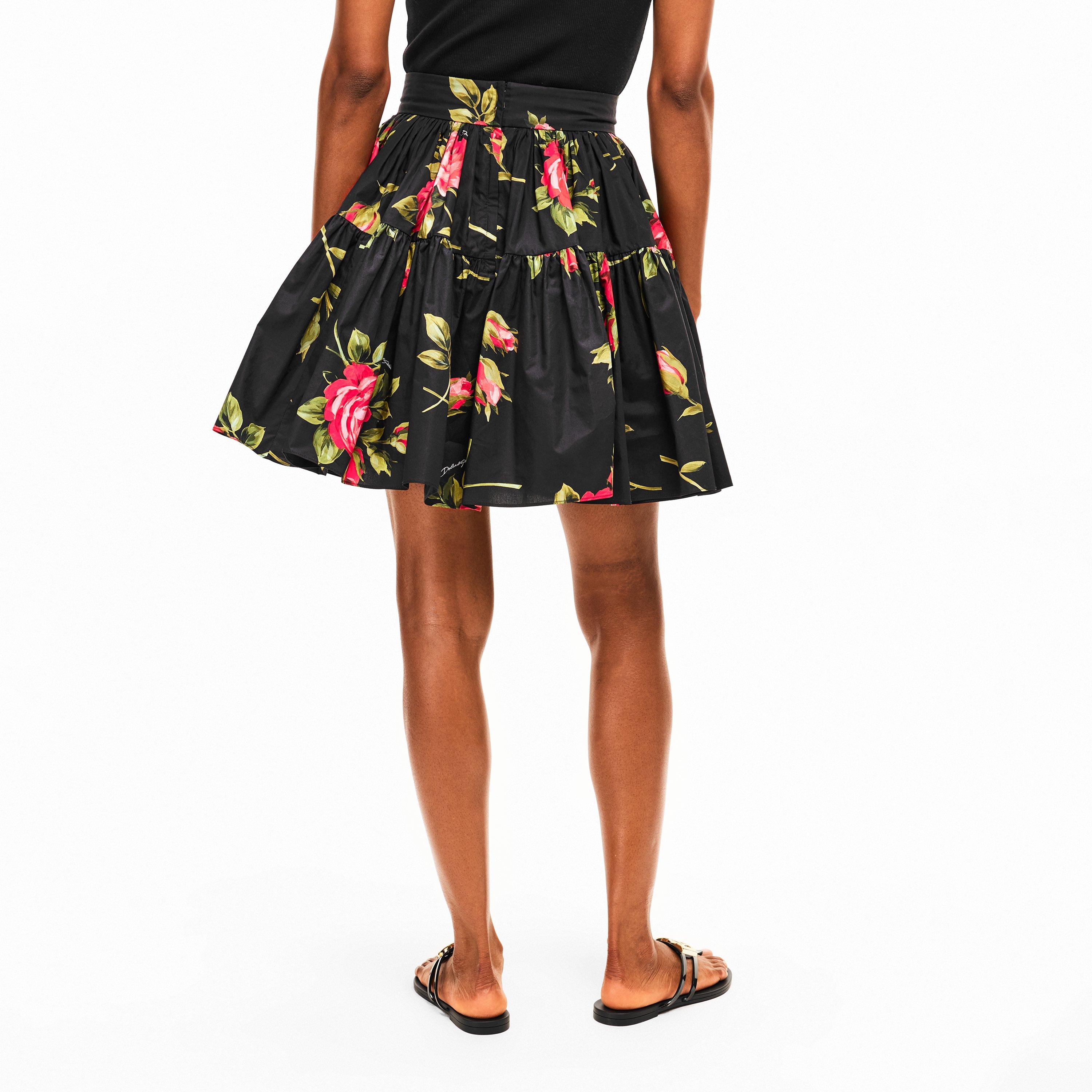Rose Nero - Dolce and Gabbana - Women's Floral Midi Skirt - 4