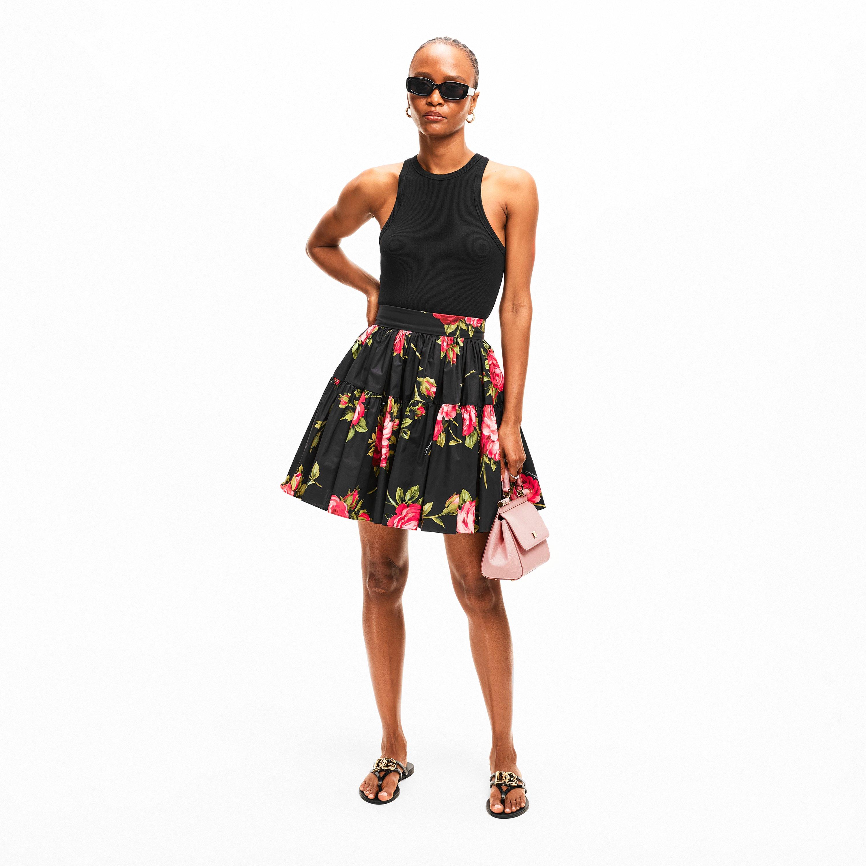 Rose Nero - Dolce and Gabbana - Women's Floral Midi Skirt - 5
