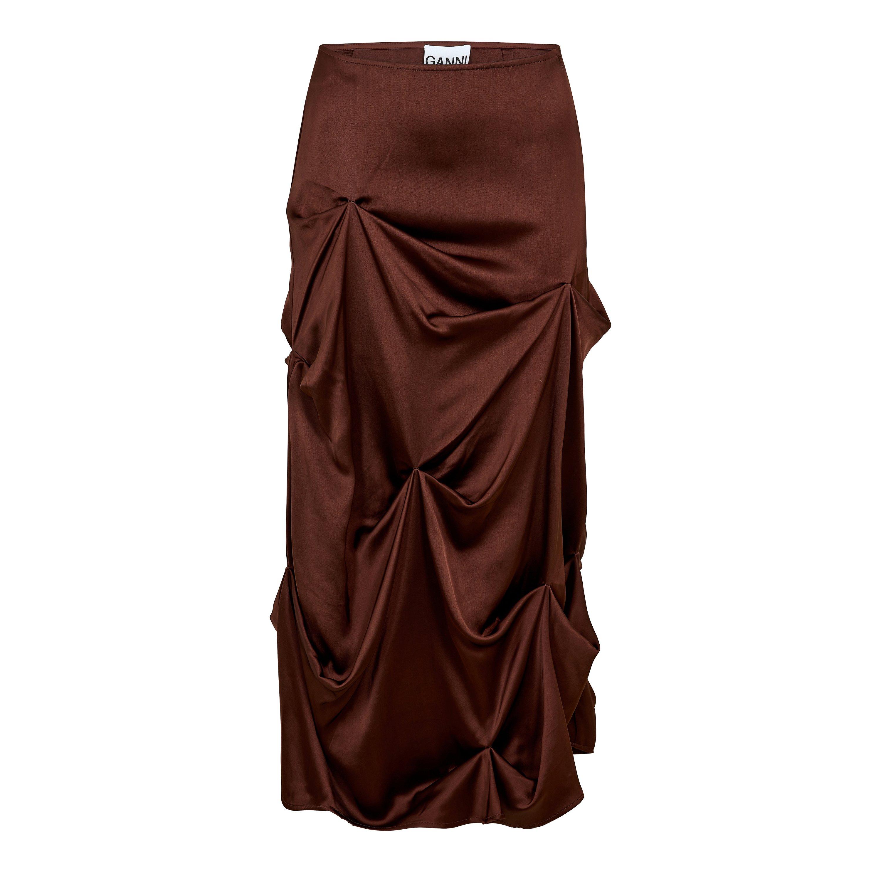 Chicory Coffee - Ganni - Women's Satin Tuck Long Maxi Skirt - 1