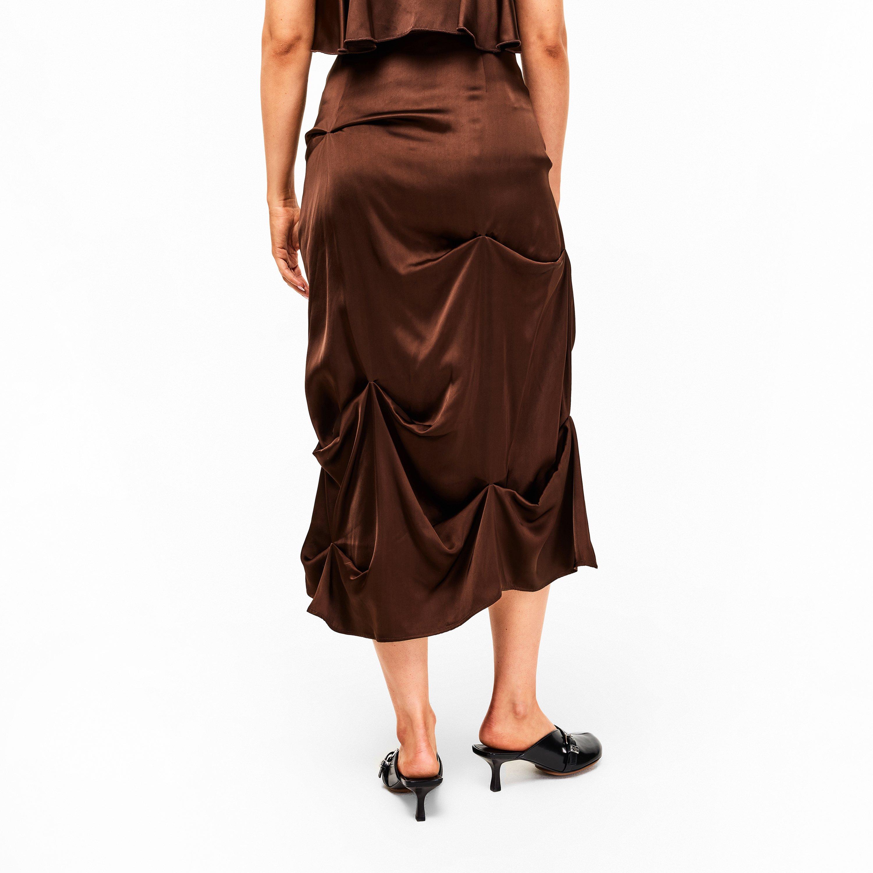 Chicory Coffee - Ganni - Women's Satin Tuck Long Maxi Skirt - 4