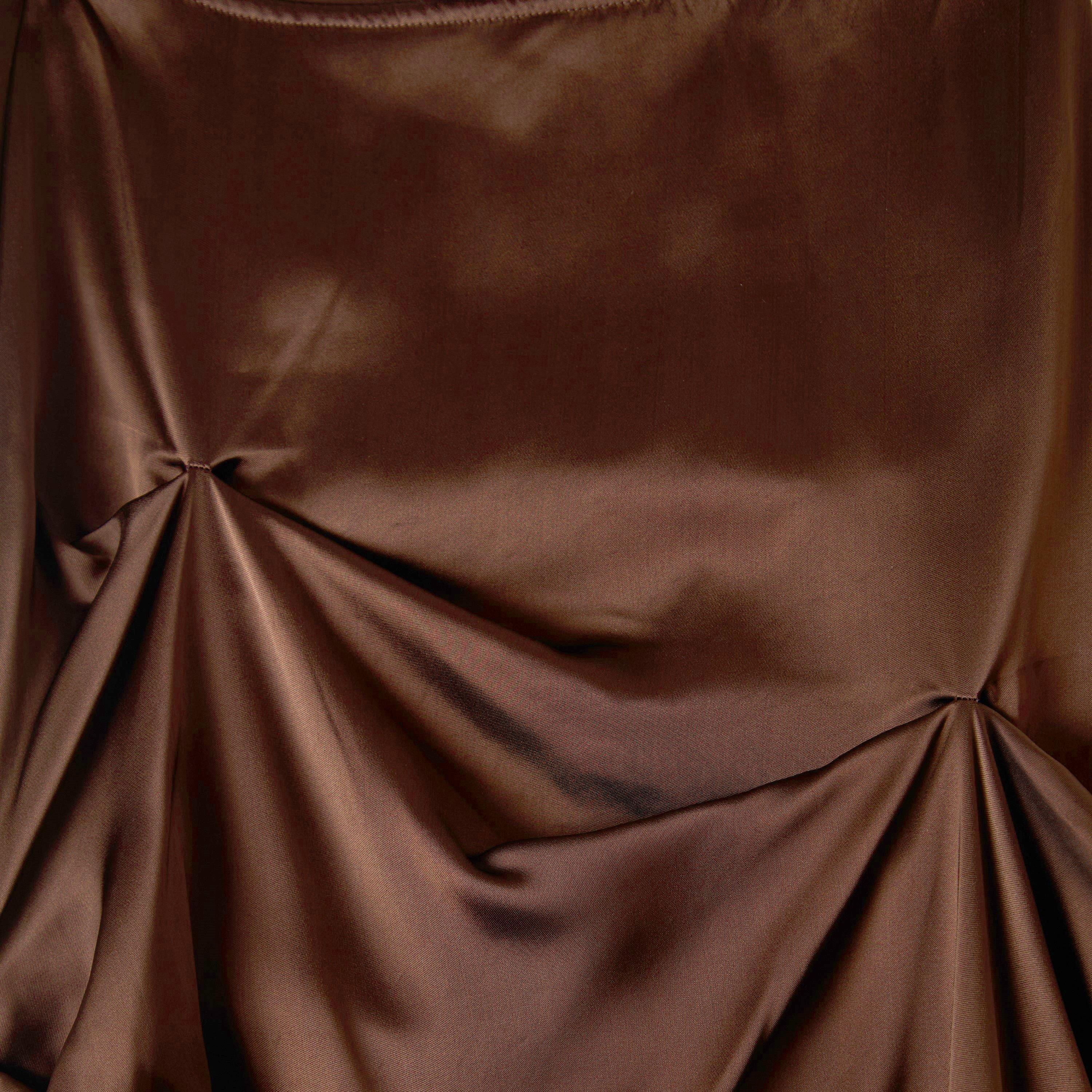 Chicory Coffee - Ganni - Women's Satin Tuck Long Maxi Skirt - 5