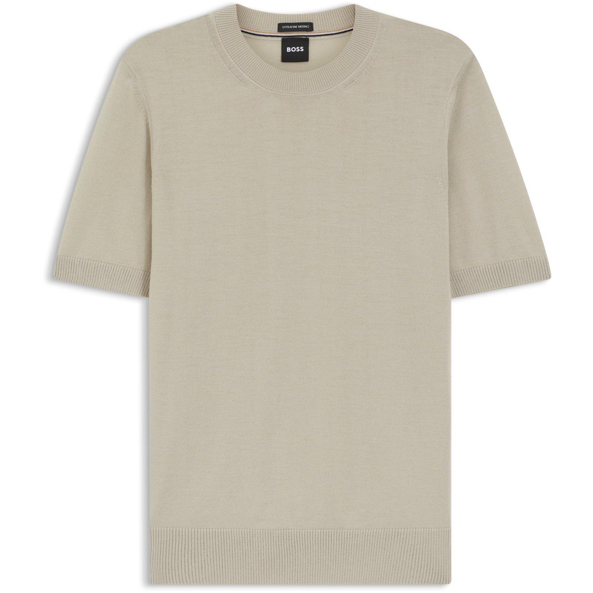 Boss Mens BOSS BLACK Knitted Short Sleeve Top (Umauro) - Beige 286 - X Large