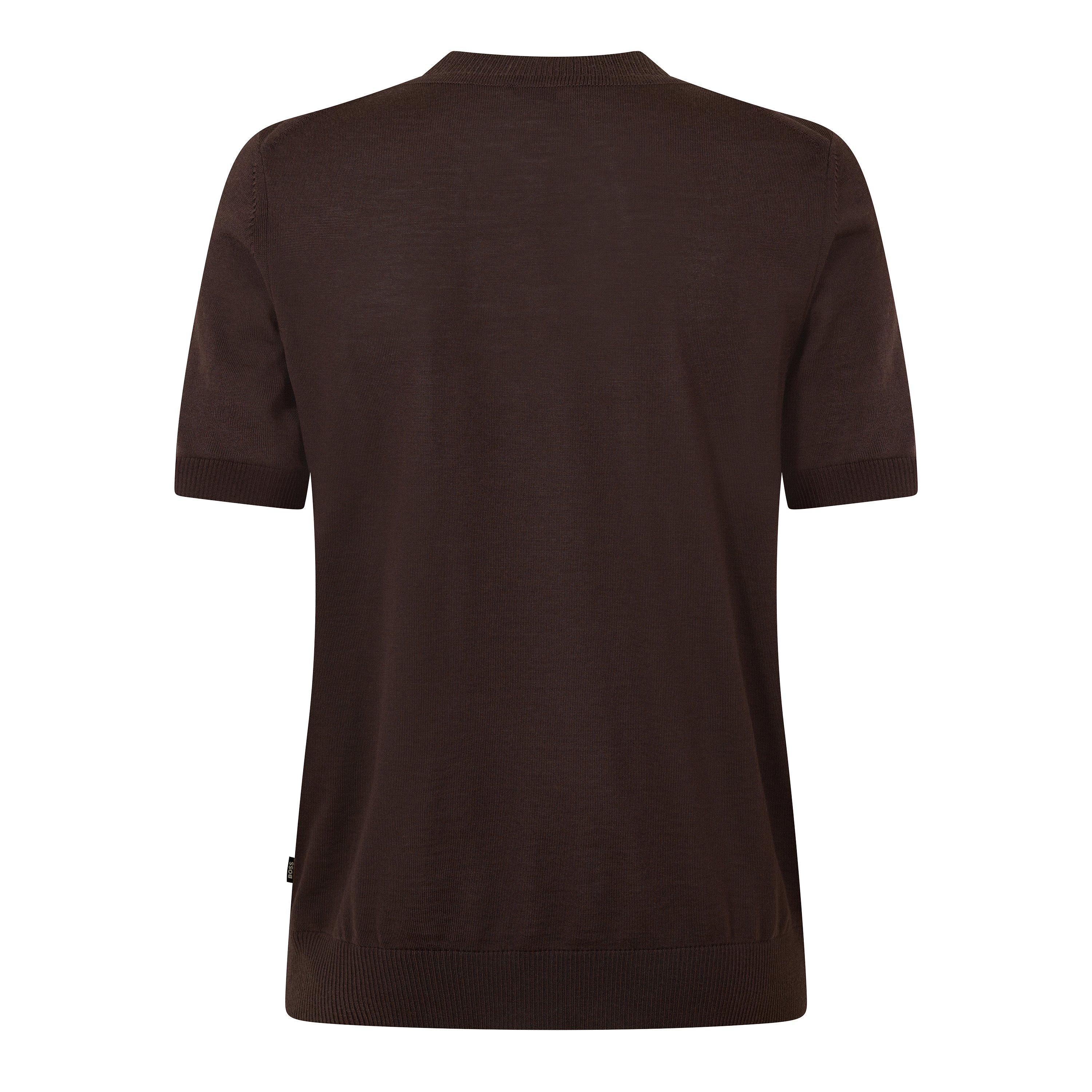 Dark Brown 207 - Boss - Mens BOSS BLACK Knitted Short Sleeve Top (Umauro) - 2
