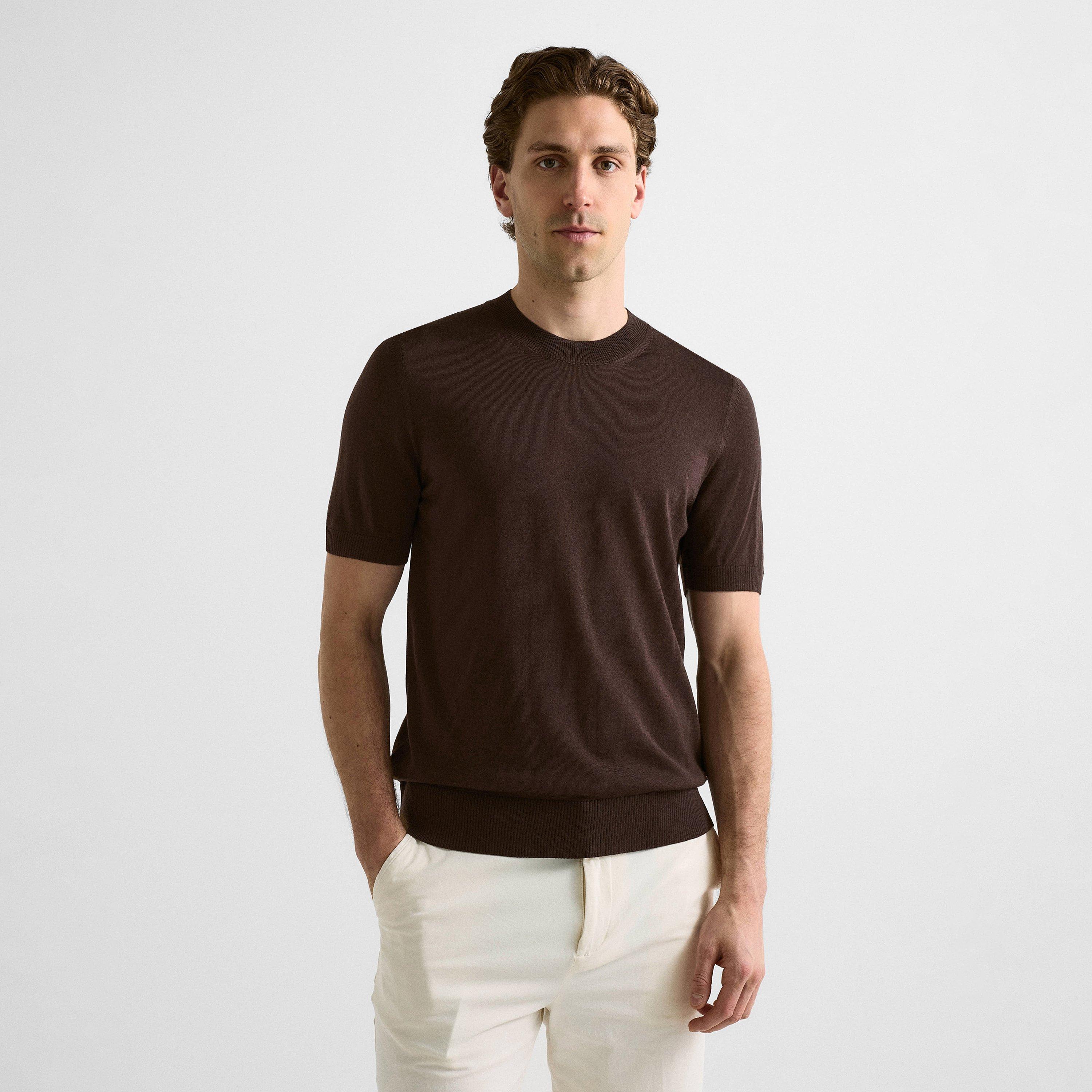 Dark Brown 207 - Boss - Mens BOSS BLACK Knitted Short Sleeve Top (Umauro) - 3