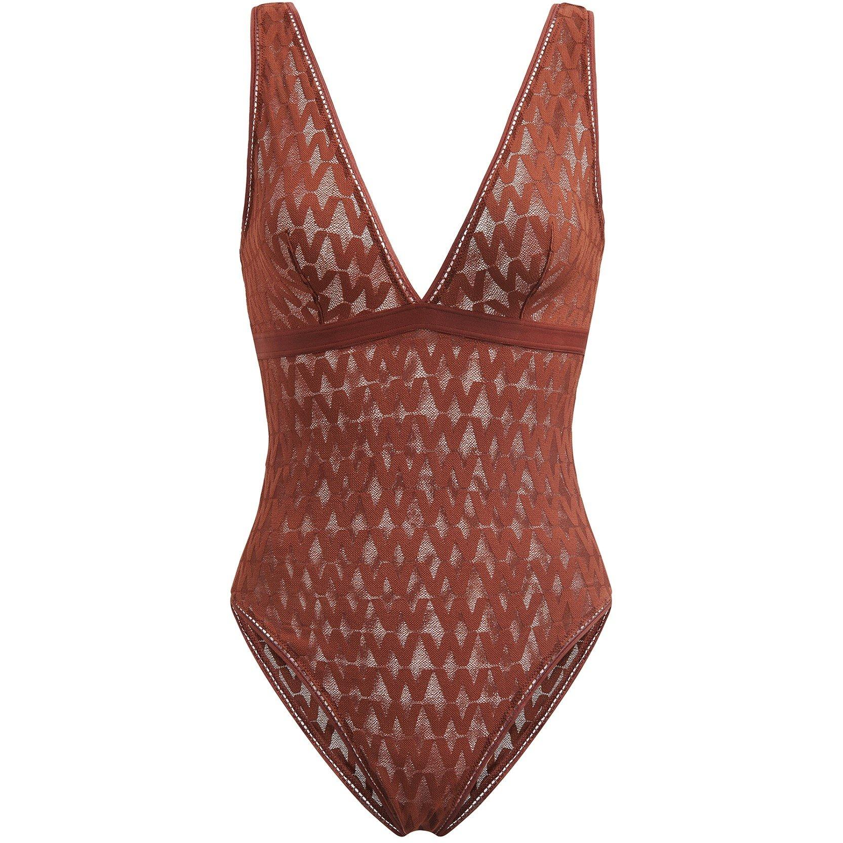 Wolford Net logo Bodysuit - Caramel - Size 10 (S)
