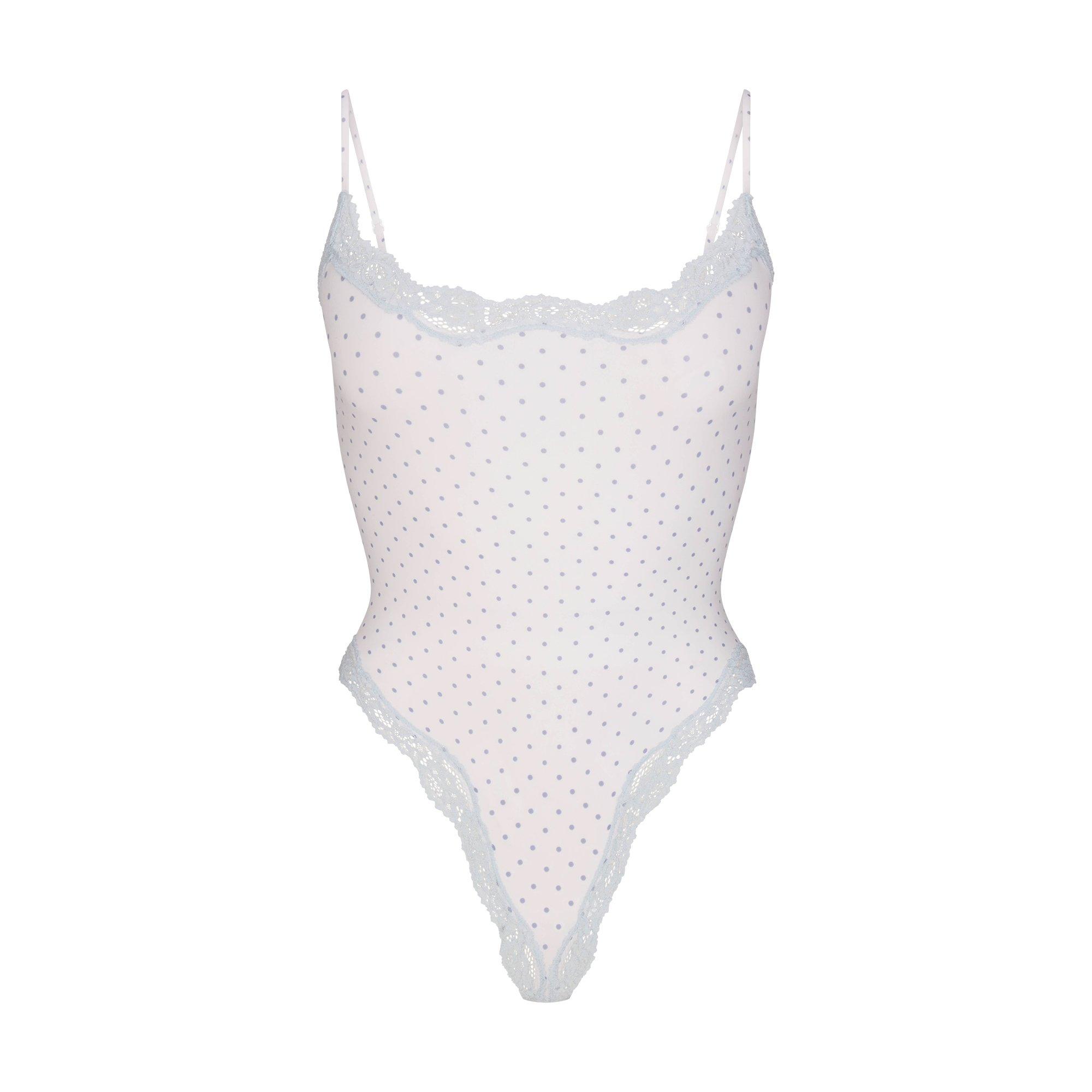 SKIMS Womens Fits Everybody Lace Cami Bodysuit - SLATE PIN DOT - Size 16 (XL)
