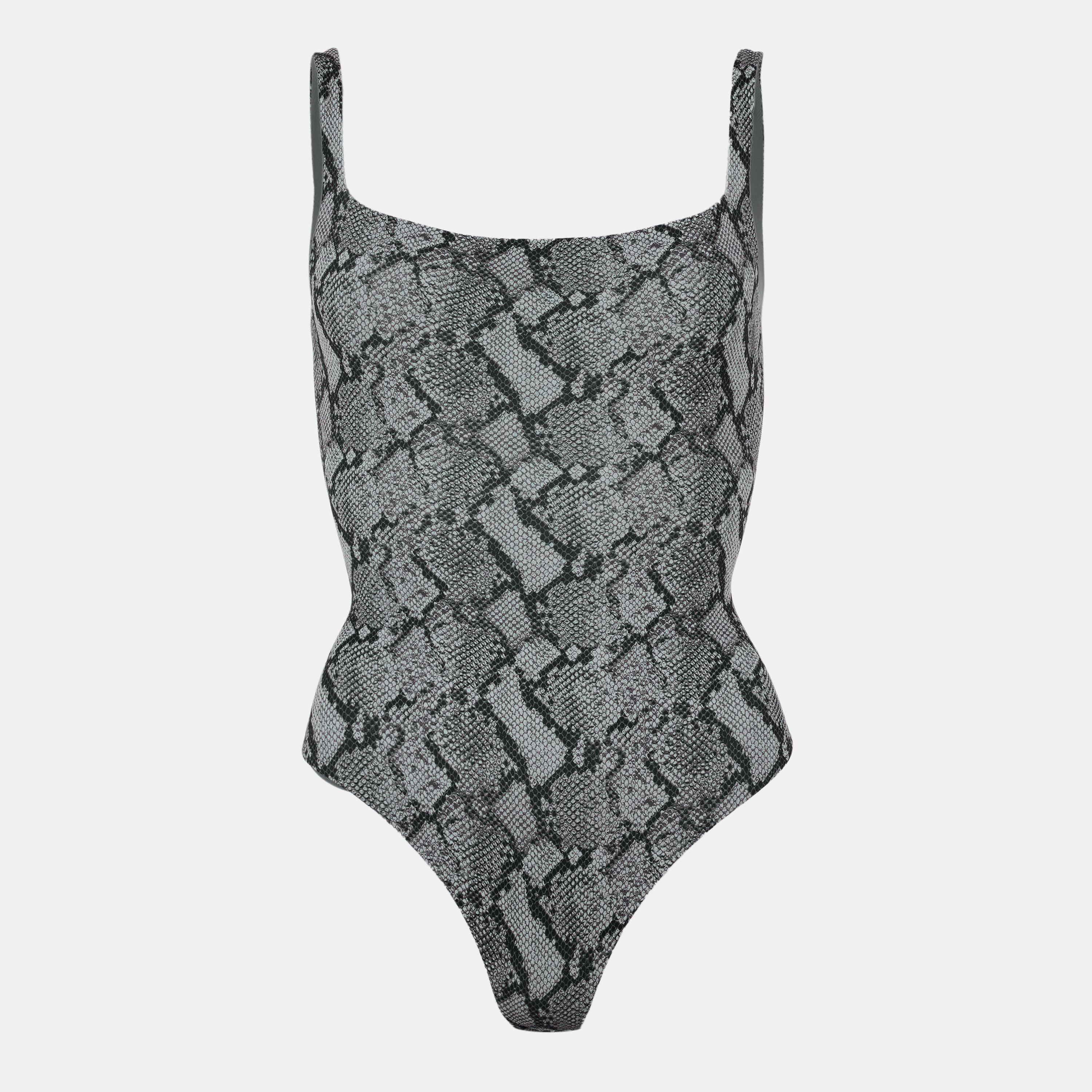 SKIMS Womens Fits Everybody Square Neck Bodysuit - Snake Print - Size 16 (XL)