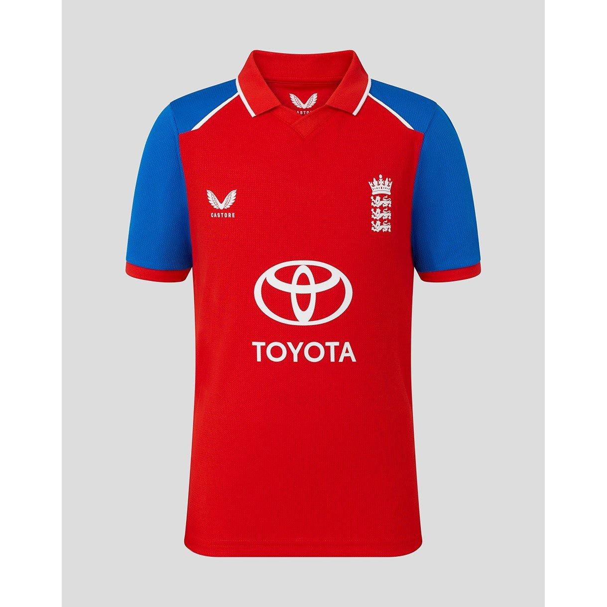 FryRed/PrnBlue - Castore - Unisex Kids 26/27 England Cricket T20 Shirt - 1