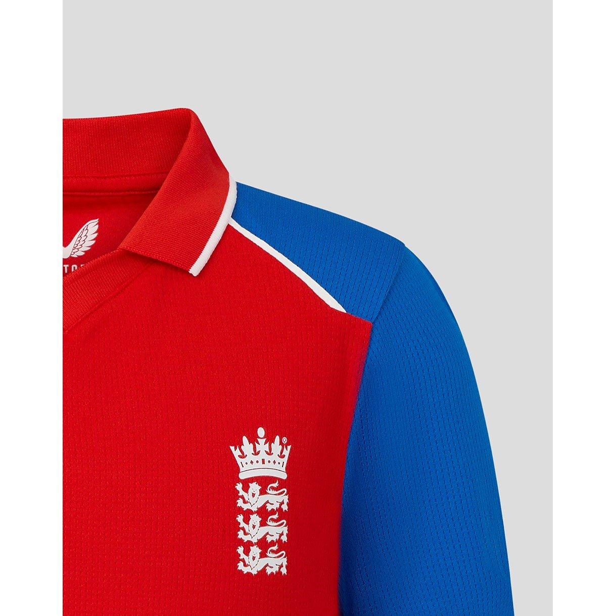 FryRed/PrnBlue - Castore - Unisex Kids 26/27 England Cricket T20 Shirt - 5