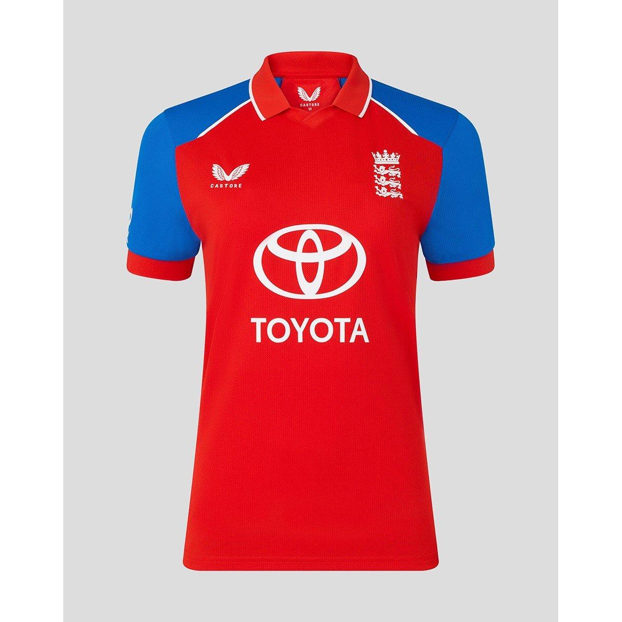 FryRed/PrnBlue - Castore - Womens 26/27 England Cricket T20 Shirt - 1
