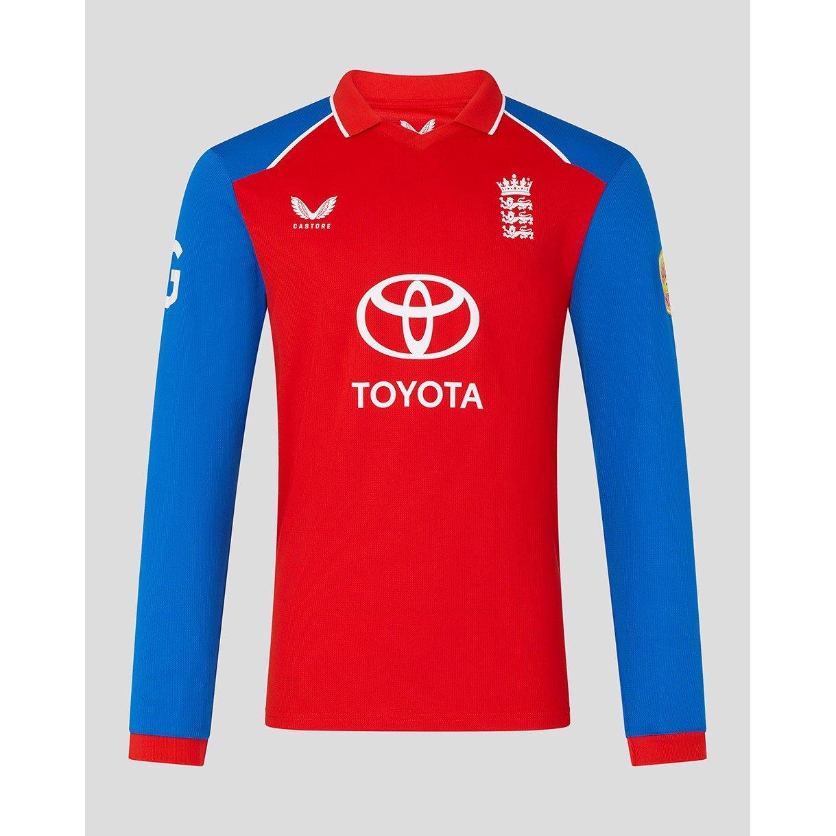 FryRed/PrnBlue - Castore - Mens 26/27 England Cricket T20 Long Sleeve Shirt - 1