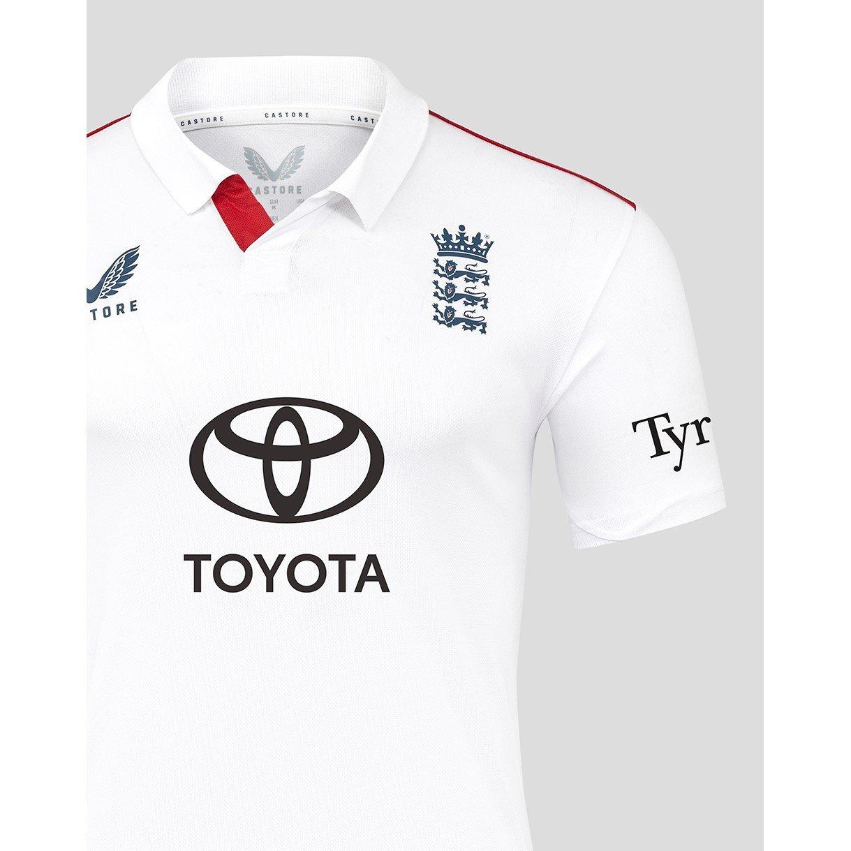 Blanc - Castore - Mens 26/27 England Cricket Test Shirt - 5