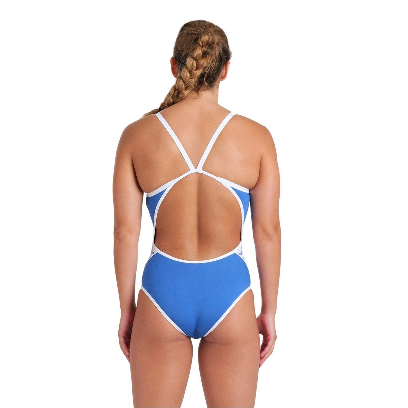 Royal/White - Arena - Womens Icons Solid Super Fly Back Swimsuit - 4