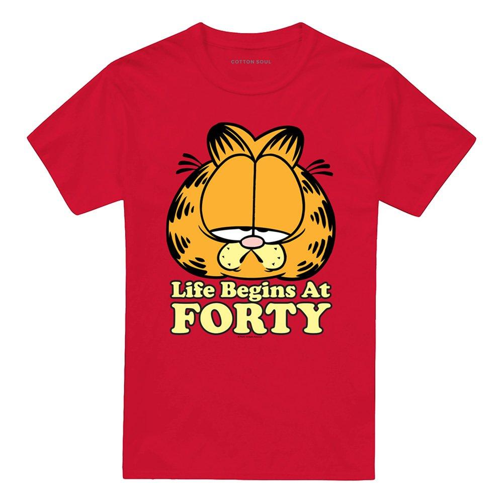 Red - Garfield - Garfield Life Begins At Forty T Shirt Red - 4