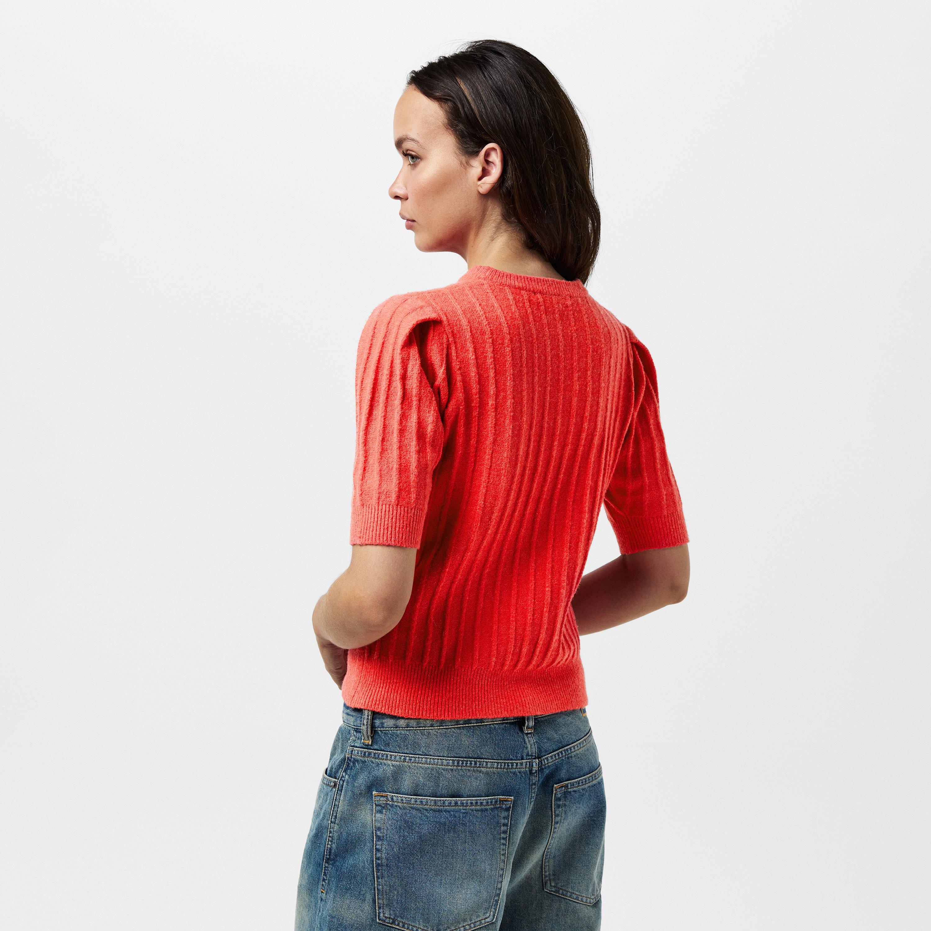 Cayenne Red - French Connection - Women's Lola Short-Sleeve Crew Neck Jumper - 3