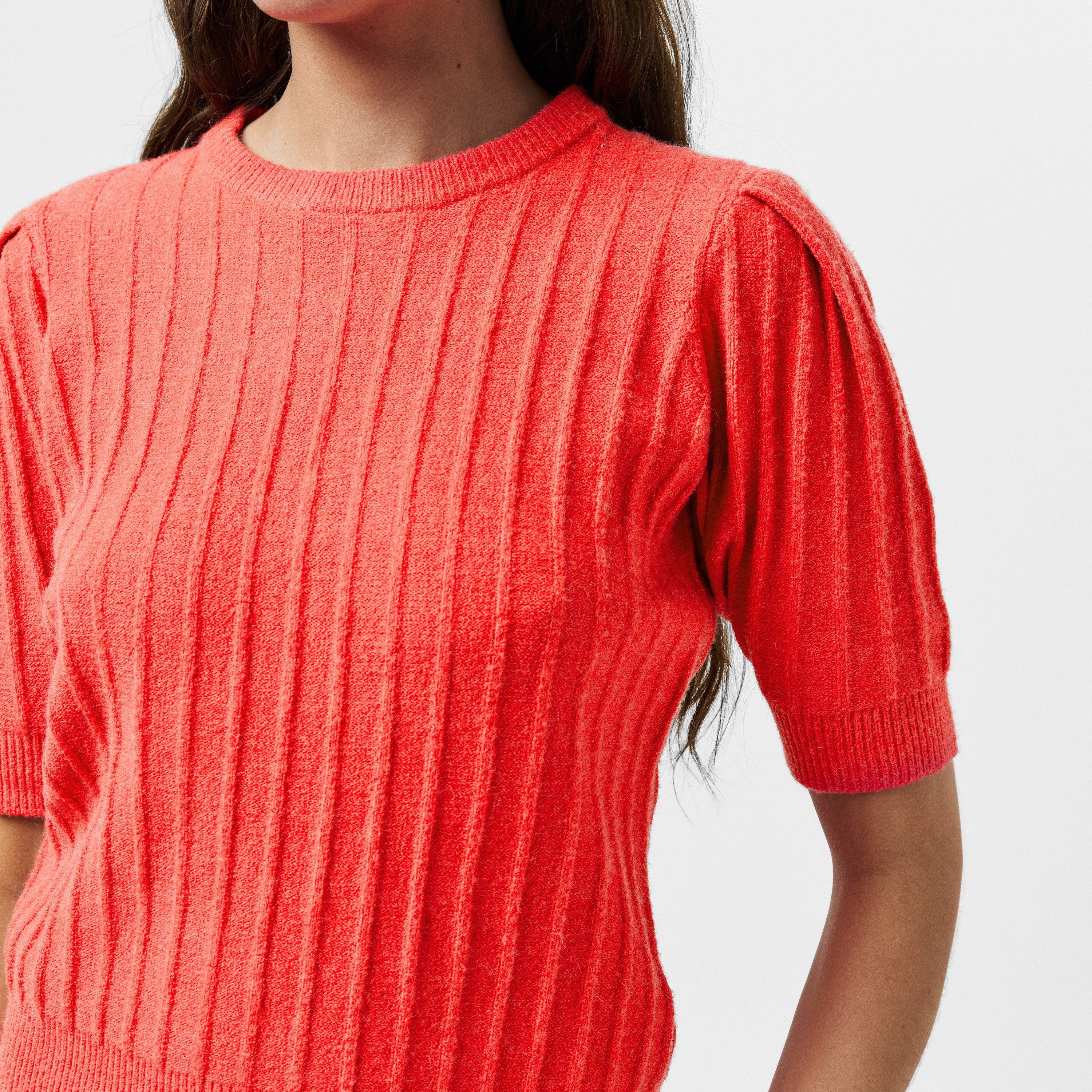 Cayenne Red - French Connection - Women's Lola Short-Sleeve Crew Neck Jumper - 4