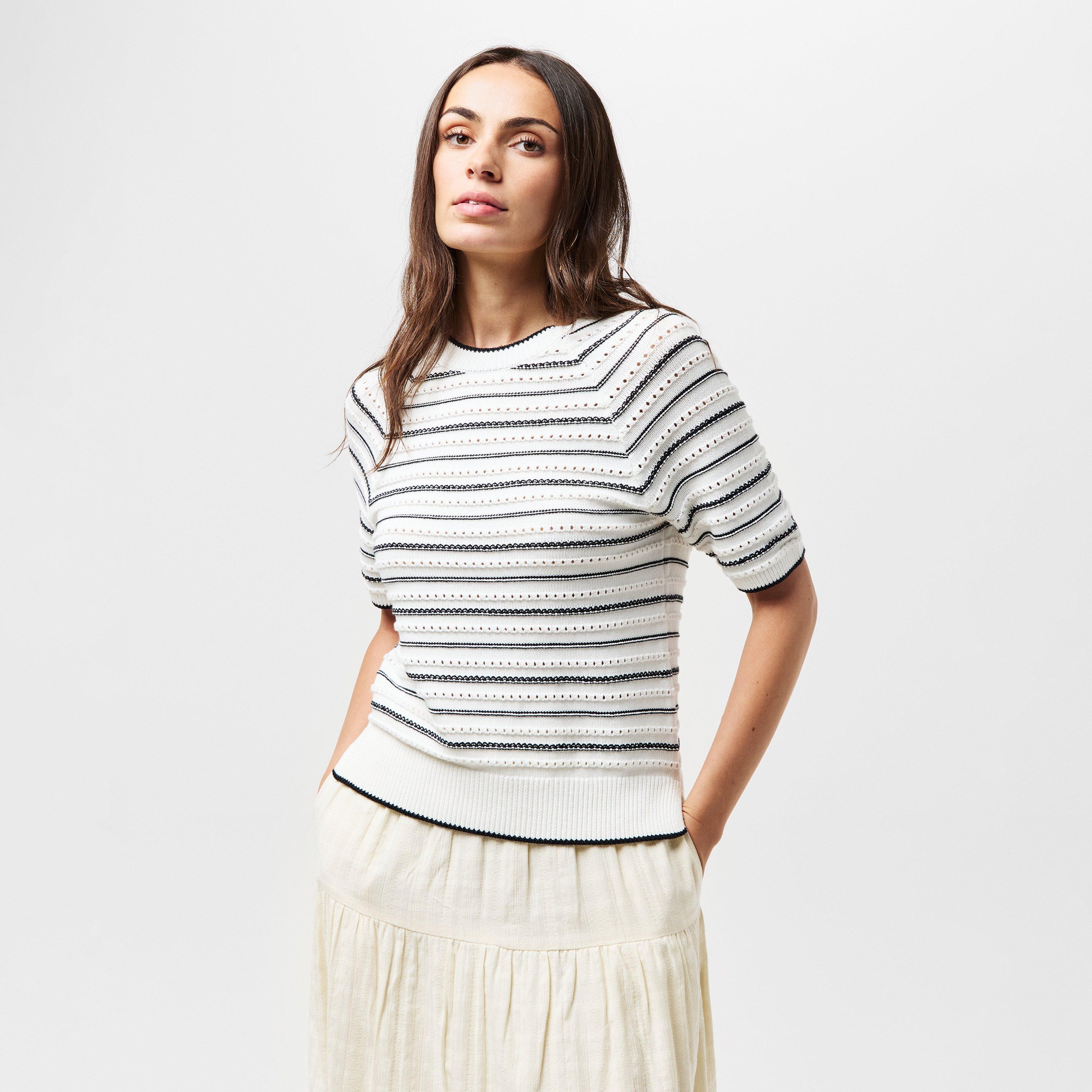 Winter White - French Connection - Women's Oskie Short-Sleeve Crew Neck Jumper - 3