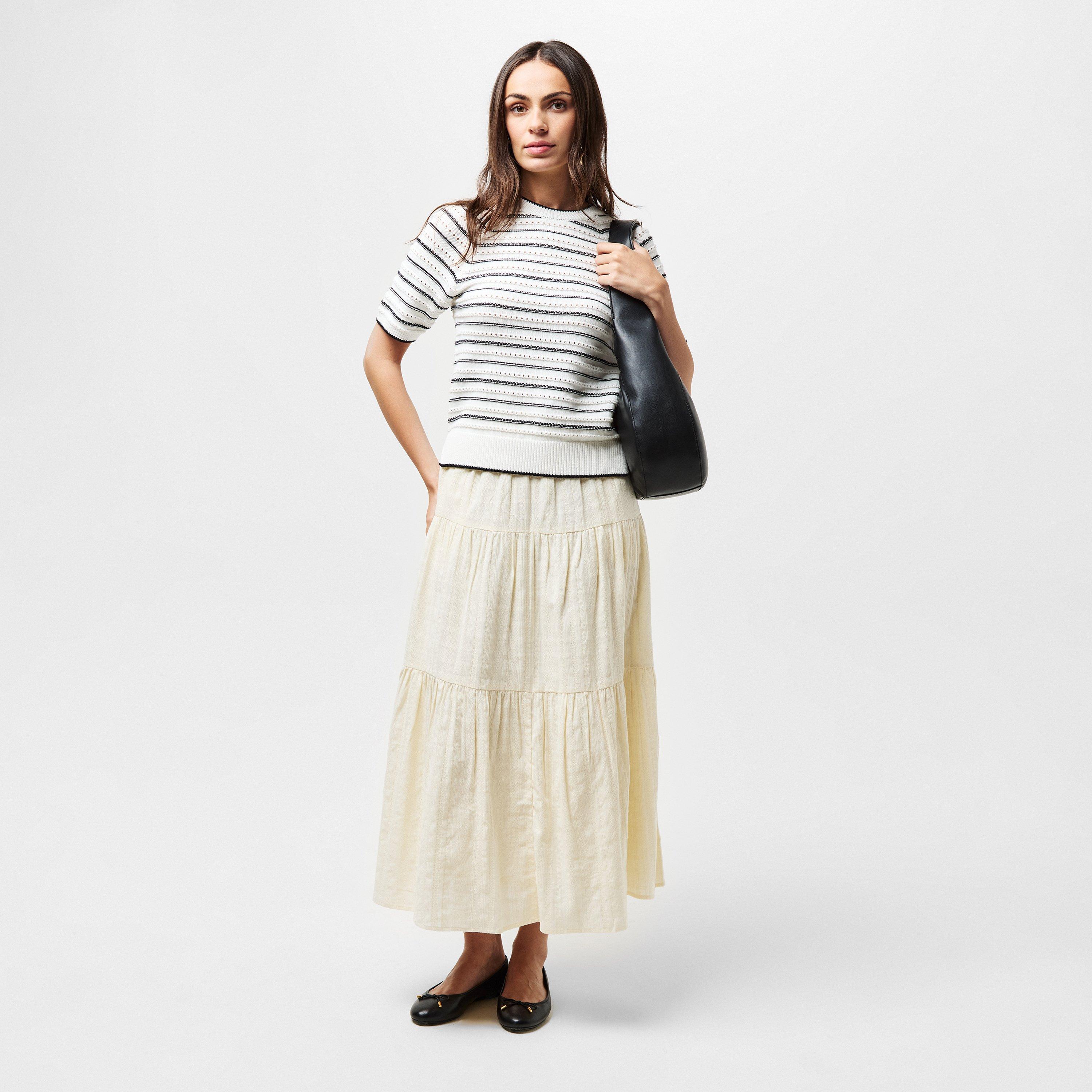 Winter White - French Connection - Women's Oskie Short-Sleeve Crew Neck Jumper - 6