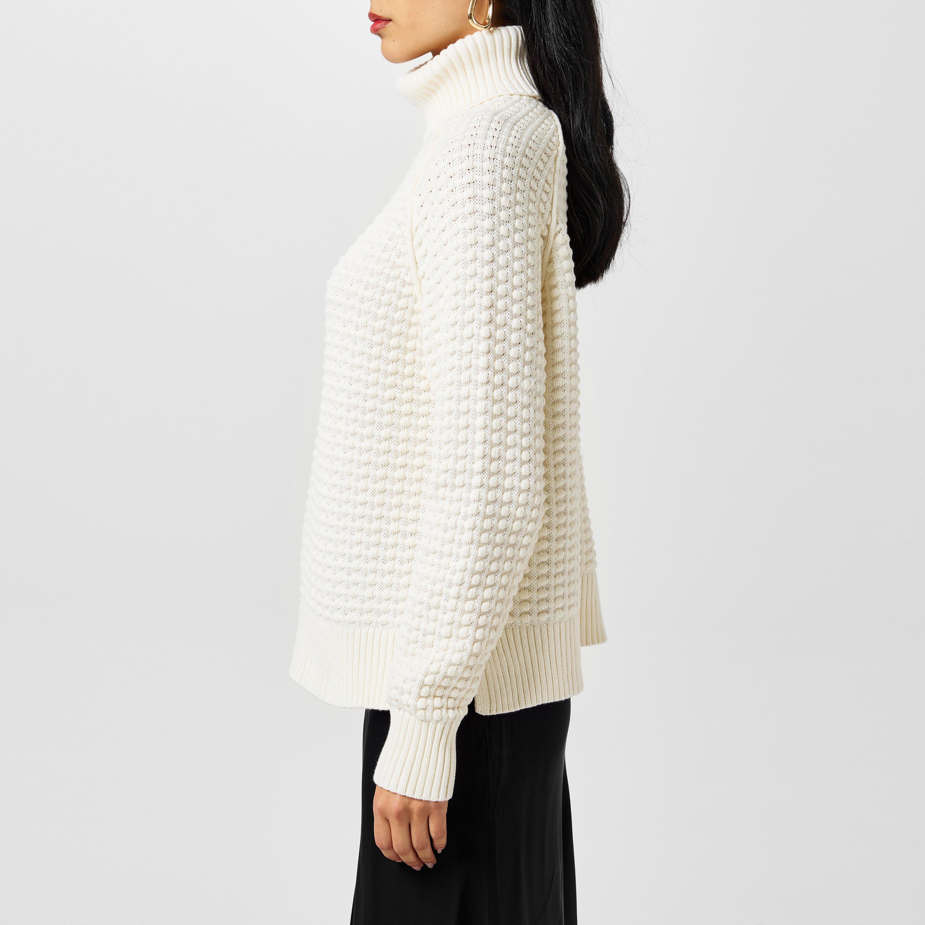 Classic Cream - French Connection - Women's Keya Popcorn Knitted Mozart Crew Neck Jumper - 2