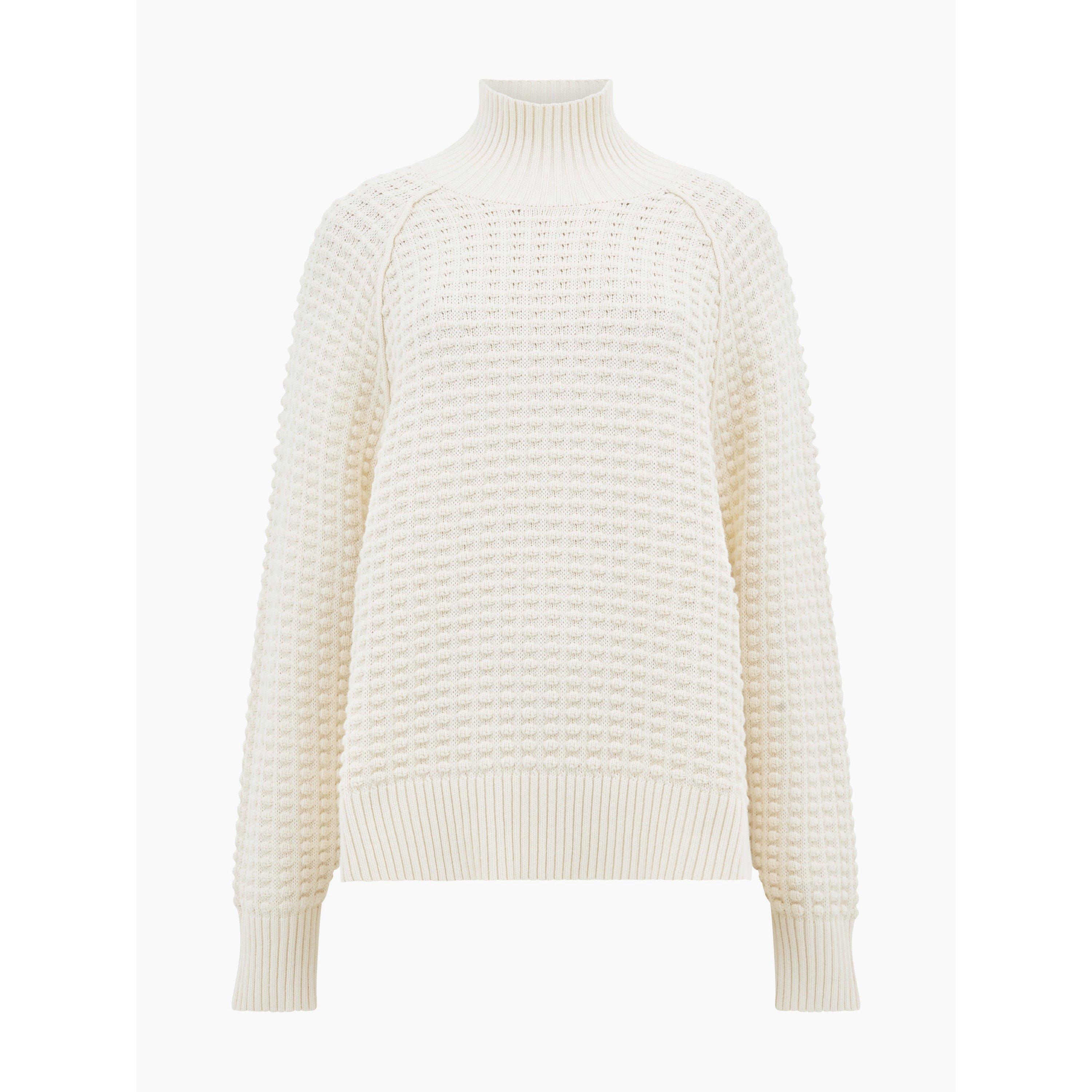 Classic Cream - French Connection - Women's Keya Popcorn Knitted Mozart Crew Neck Jumper - 5