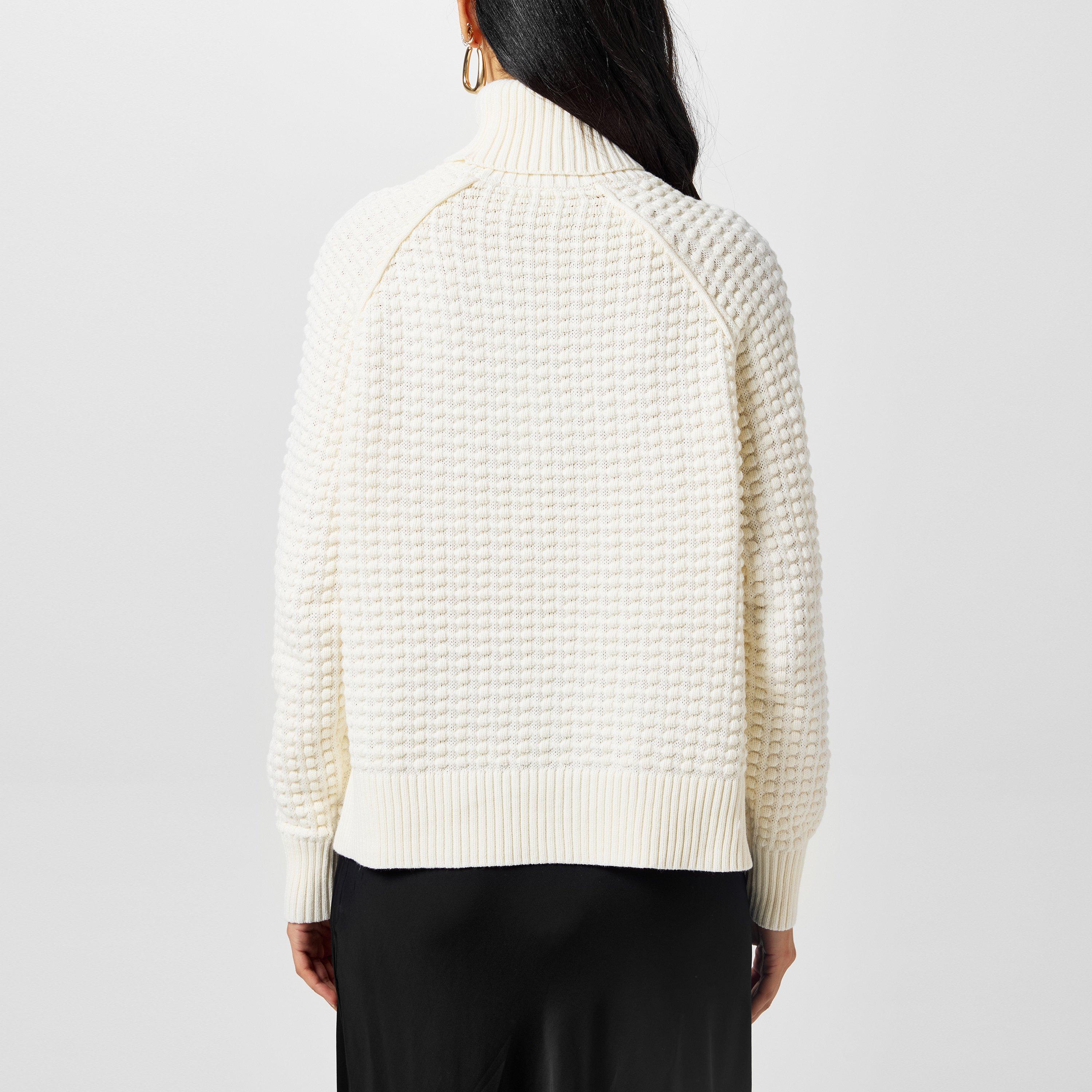 Classic Cream - French Connection - Women's Keya Popcorn Knitted Mozart Crew Neck Jumper - 3