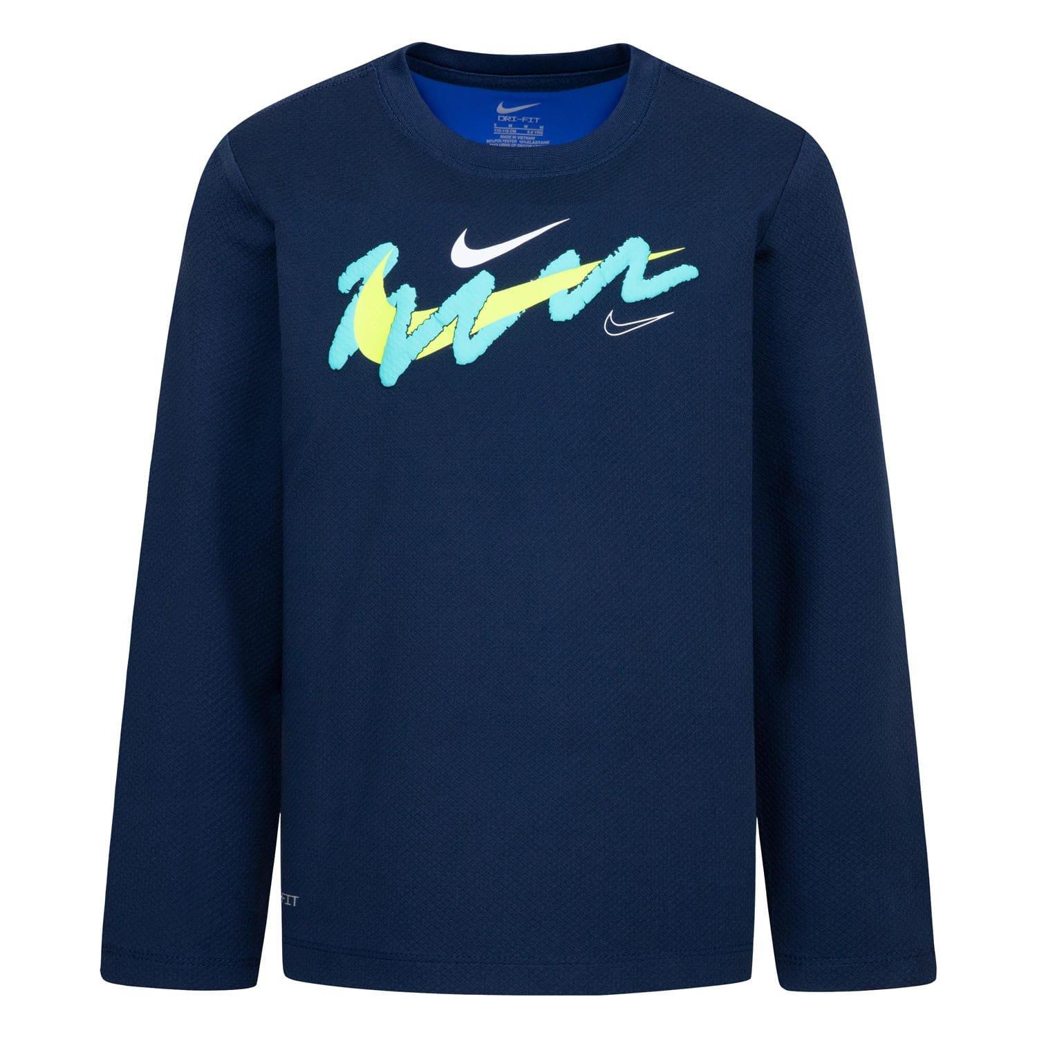 Nike Boys Dri-Fit Swoosh Bicolor T-Shirt - Navy - 3-4