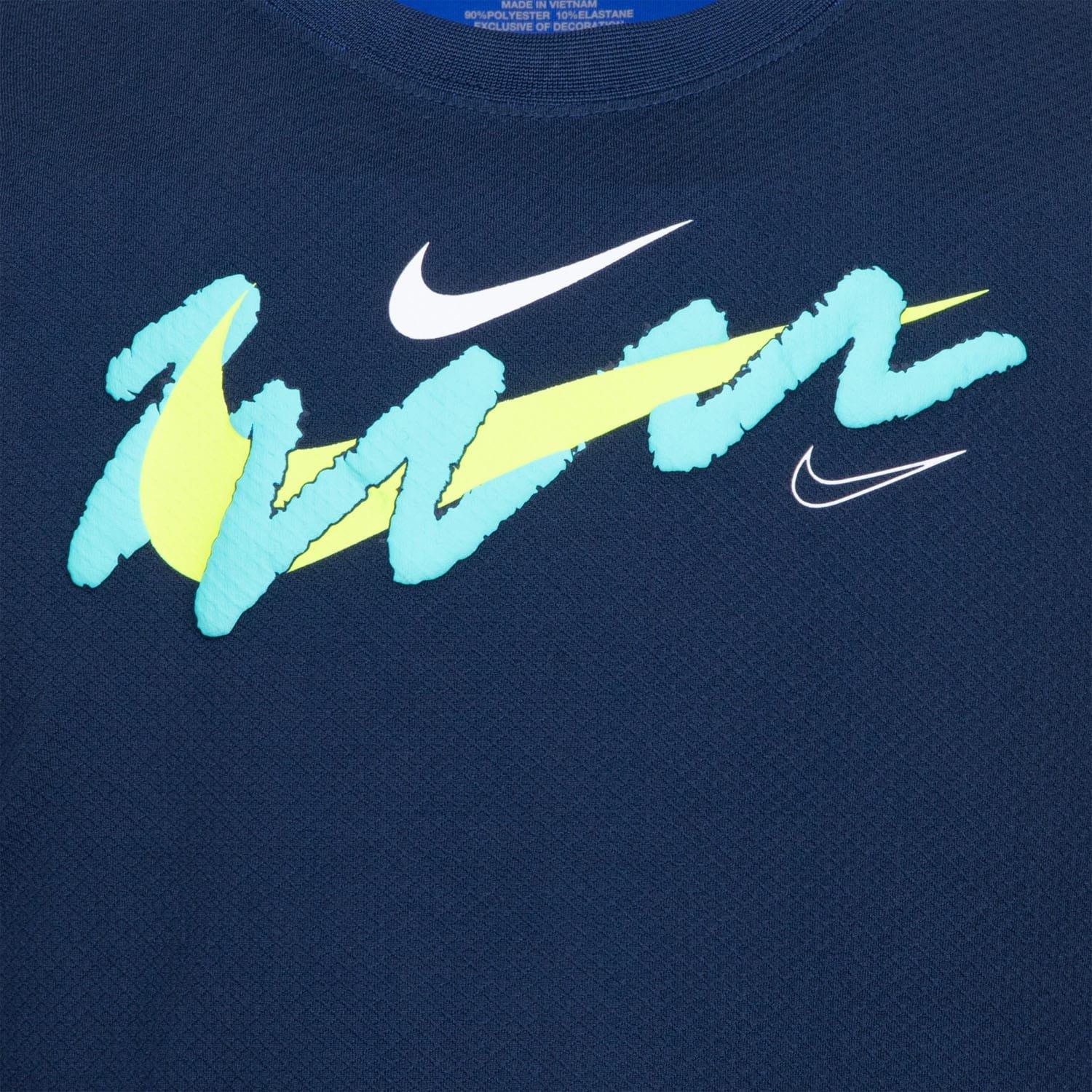Navy - Nike - Dri-Fit Swoosh Bicolor T-Shirt - 3