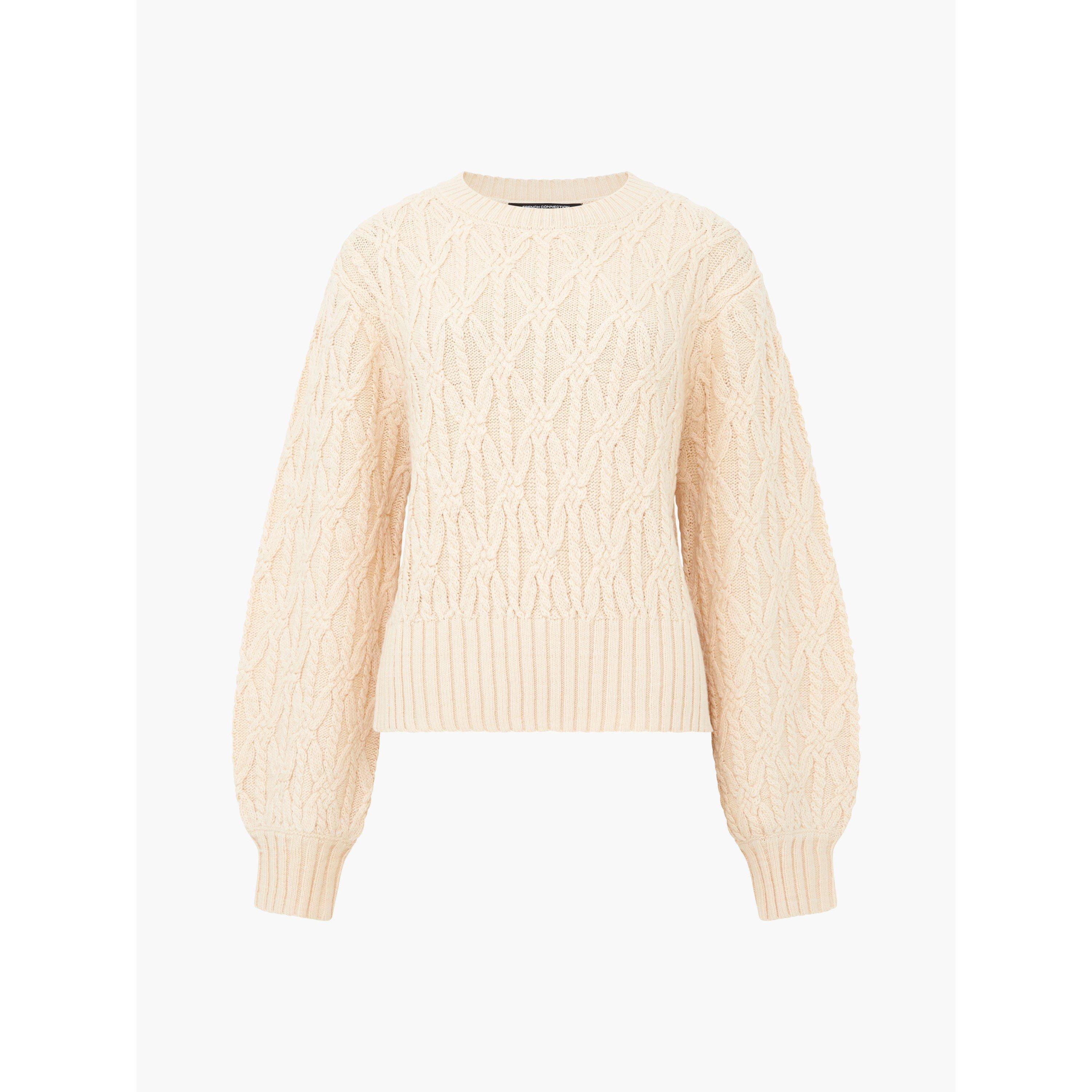 Classic Cream - French Connection - Women's Layon Knitted Crew Neck Jumper - 6