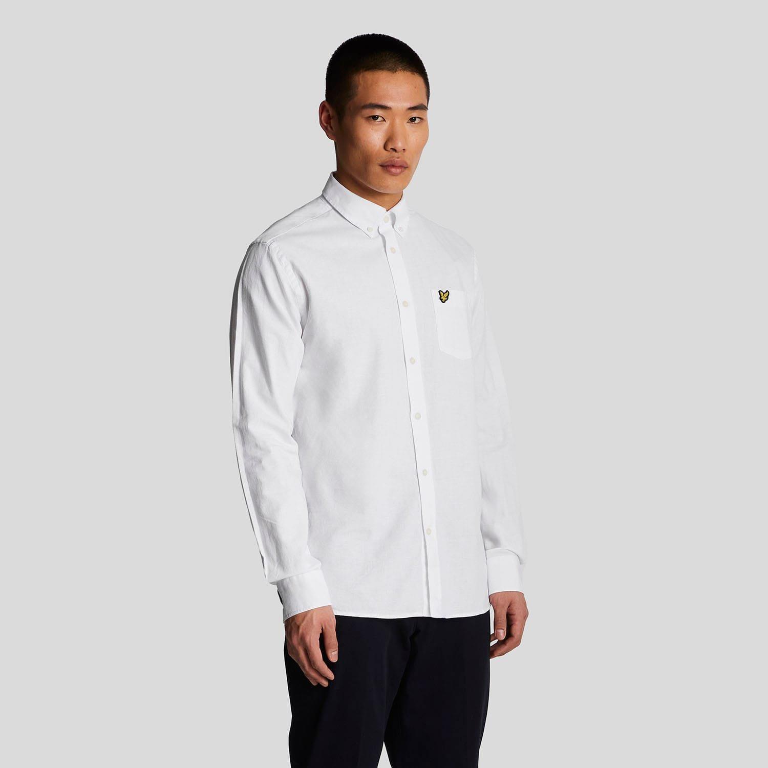White - Lyle and Scott - Cotton Linen Button Down Shirt - 1