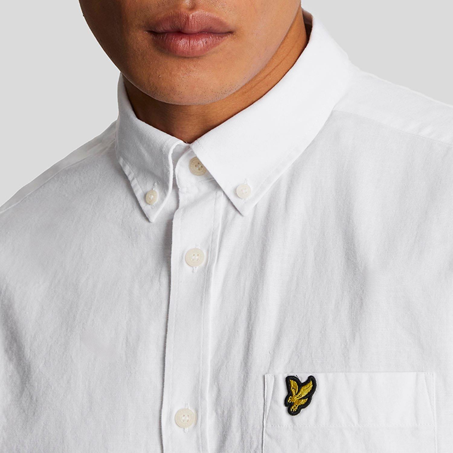 White - Lyle and Scott - Cotton Linen Button Down Shirt - 4