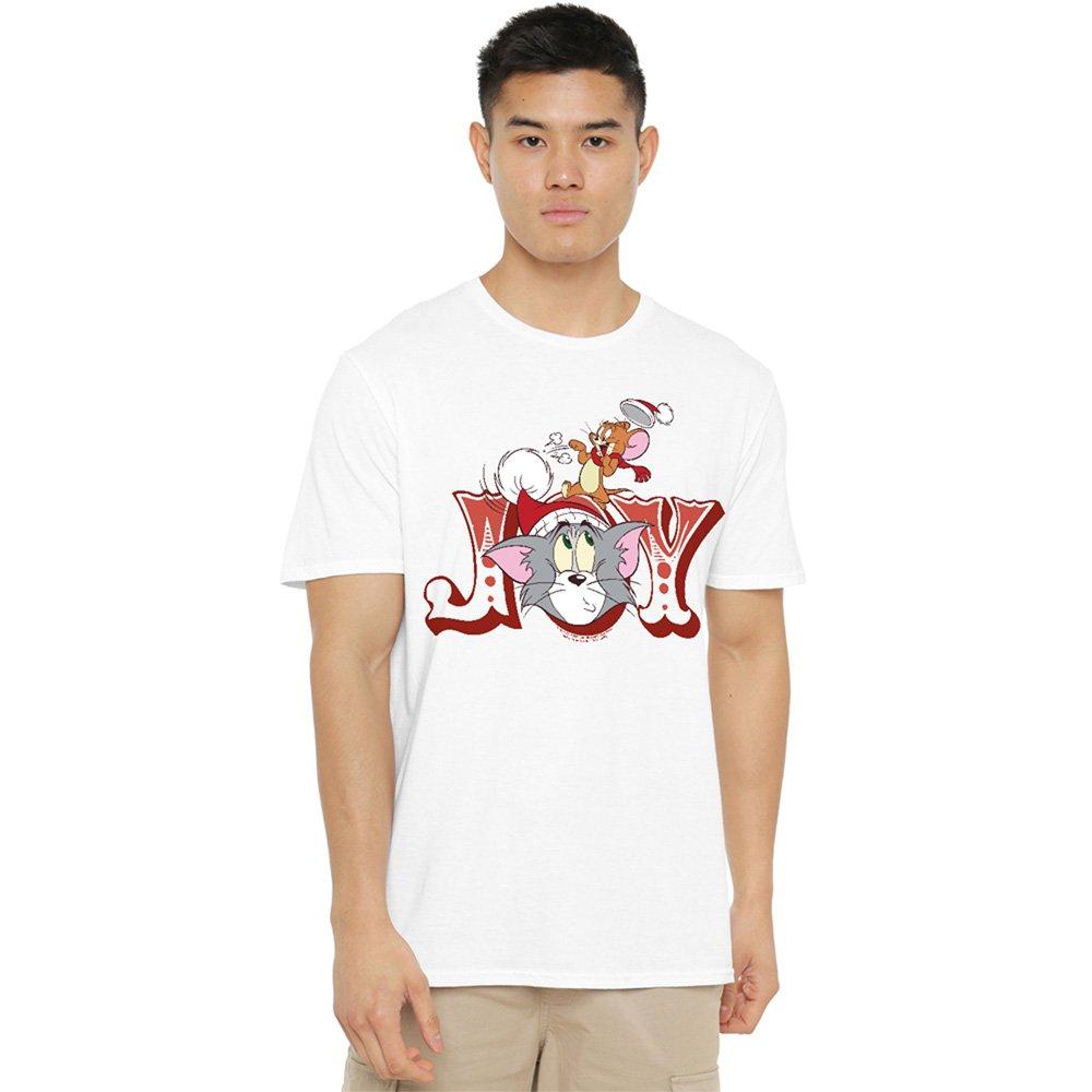 White - Warner Brothers - Tom And Jerry Santa Hat Christmas Joy T-Shirt Whi - 1