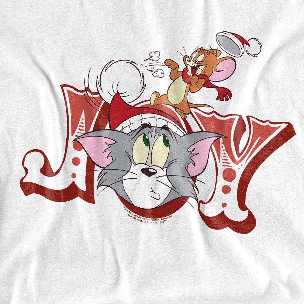 White - Warner Brothers - Tom And Jerry Santa Hat Christmas Joy T-Shirt Whi - 2