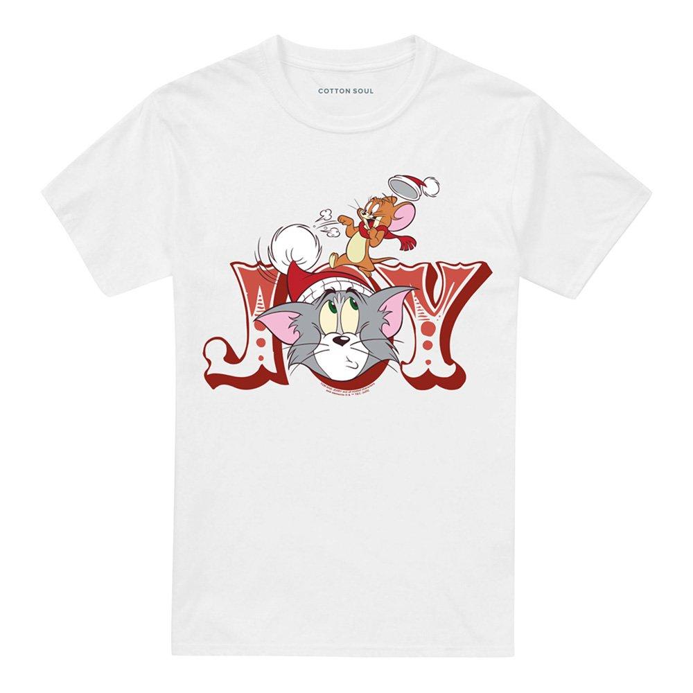 White - Warner Brothers - Tom And Jerry Santa Hat Christmas Joy T-Shirt Whi - 4