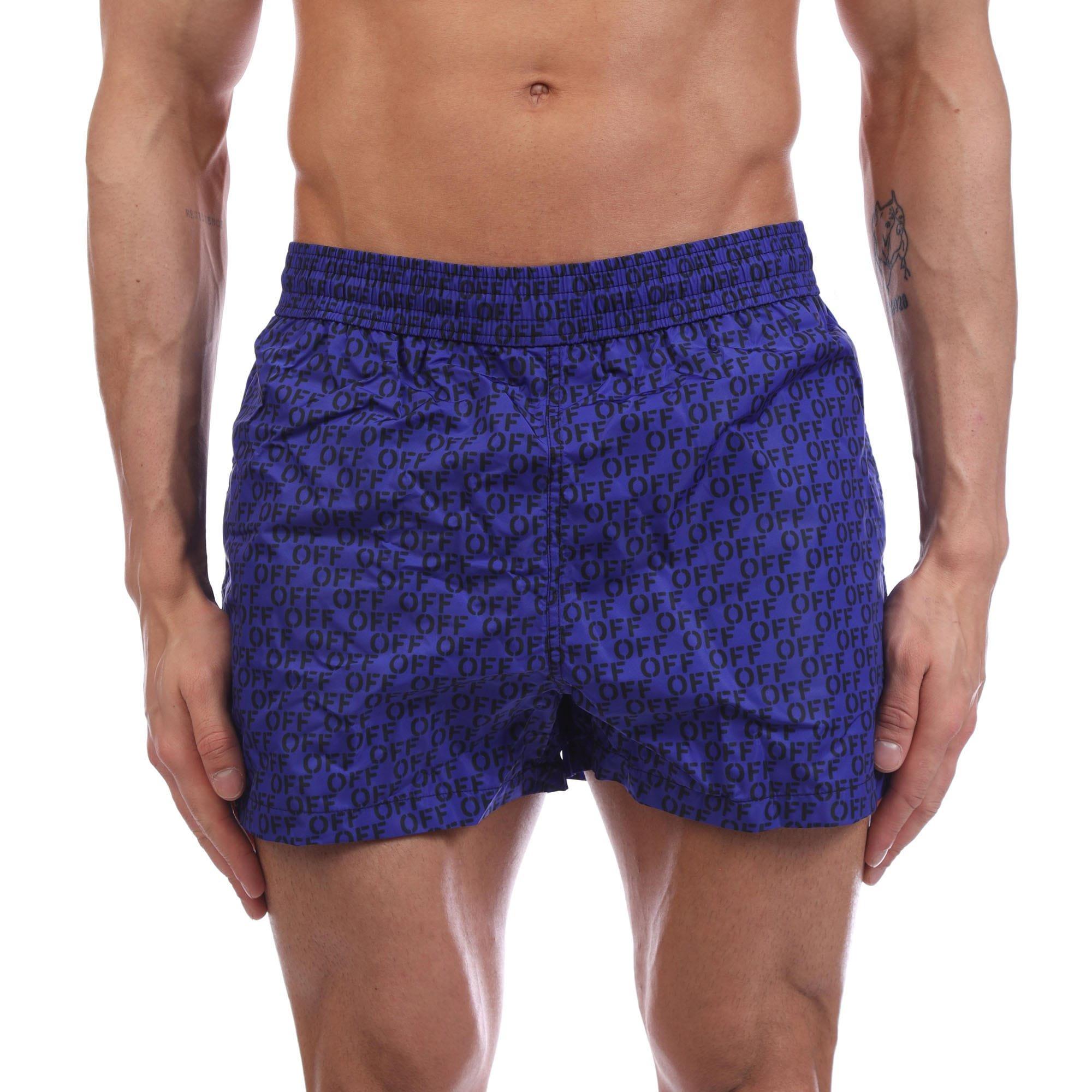 Blue - Off White - Allover Swim Shorts - 1