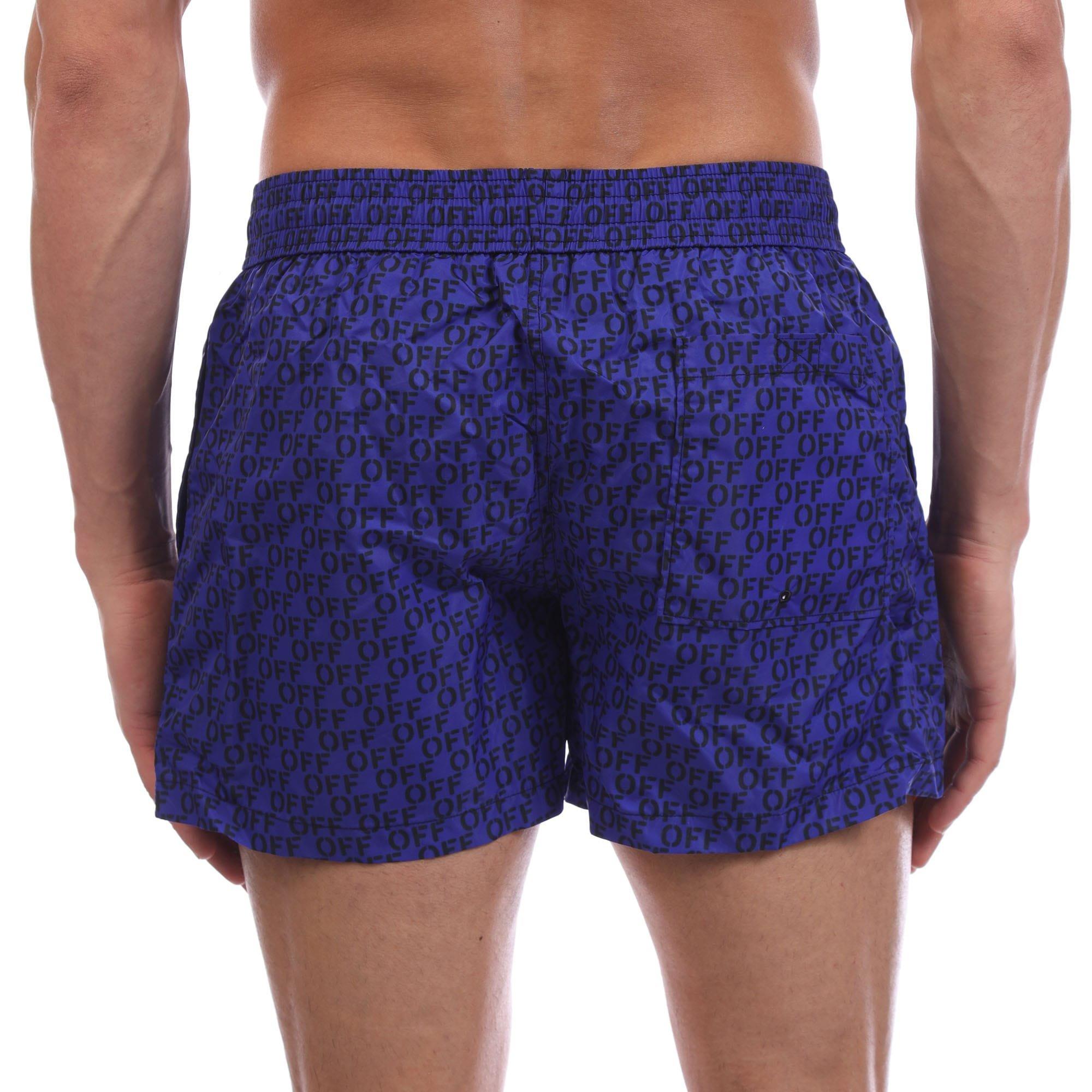 Blue - Off White - Allover Swim Shorts - 2
