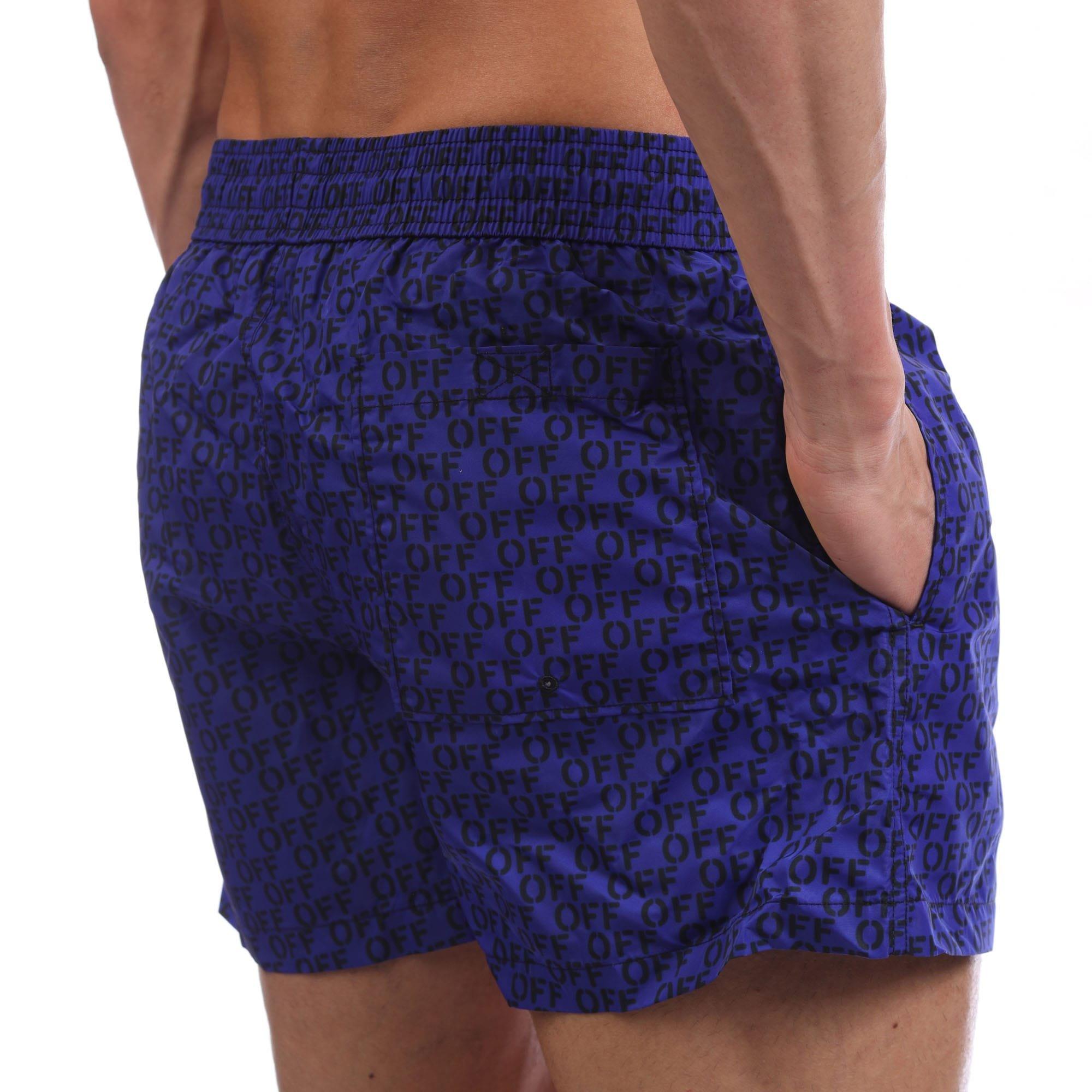 Blue - Off White - Allover Swim Shorts - 4