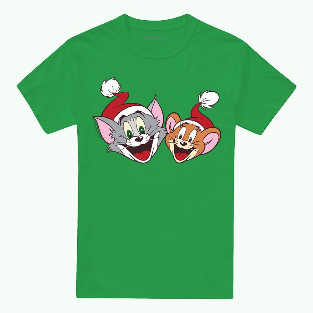 Green - Warner Brothers - Tom And Jerry Best Pals Christmas Santa Hats T-Shi - 4