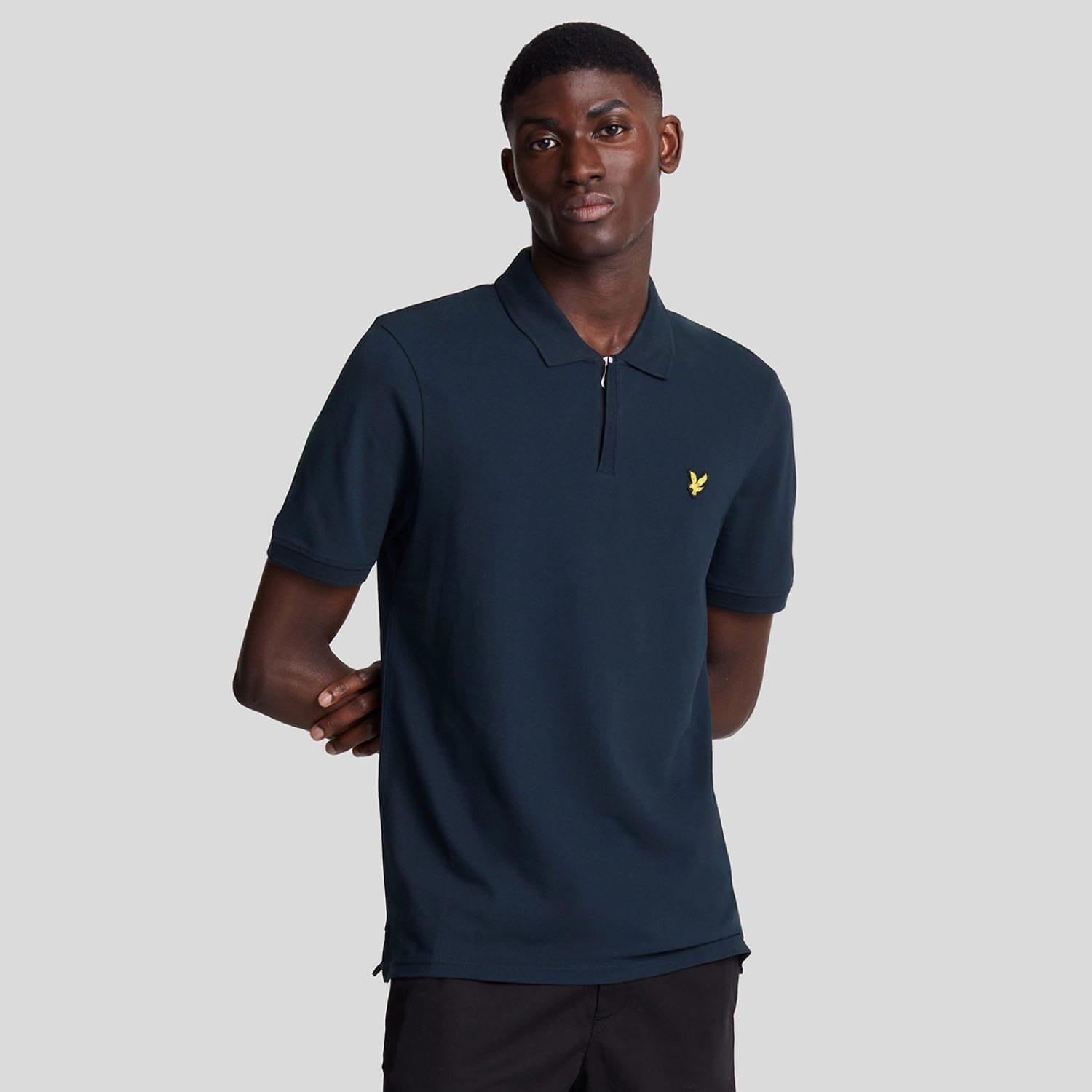 Navy - Lyle and Scott - Zip Polo Shirt - 1