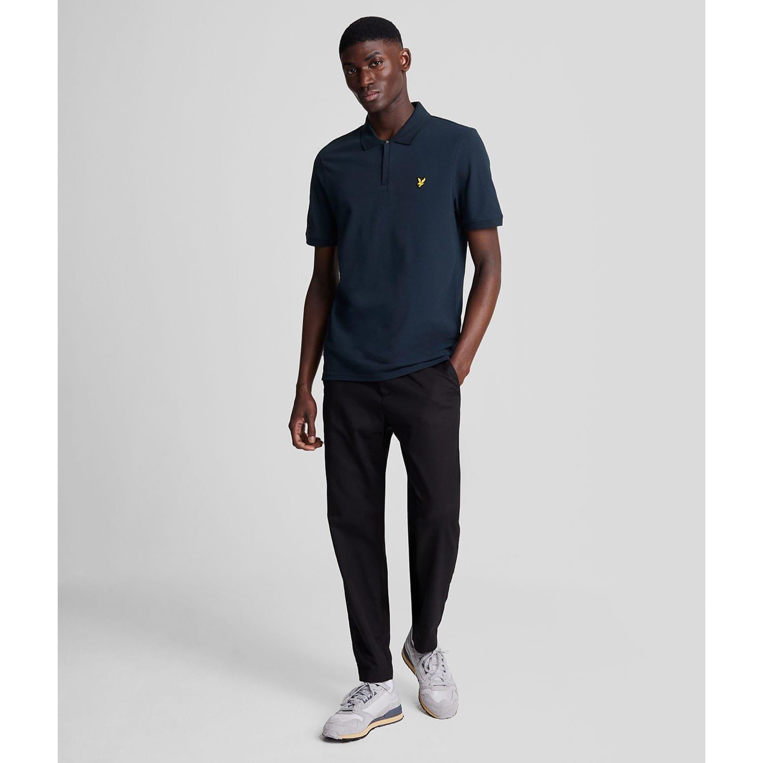 Navy - Lyle and Scott - Zip Polo Shirt - 2